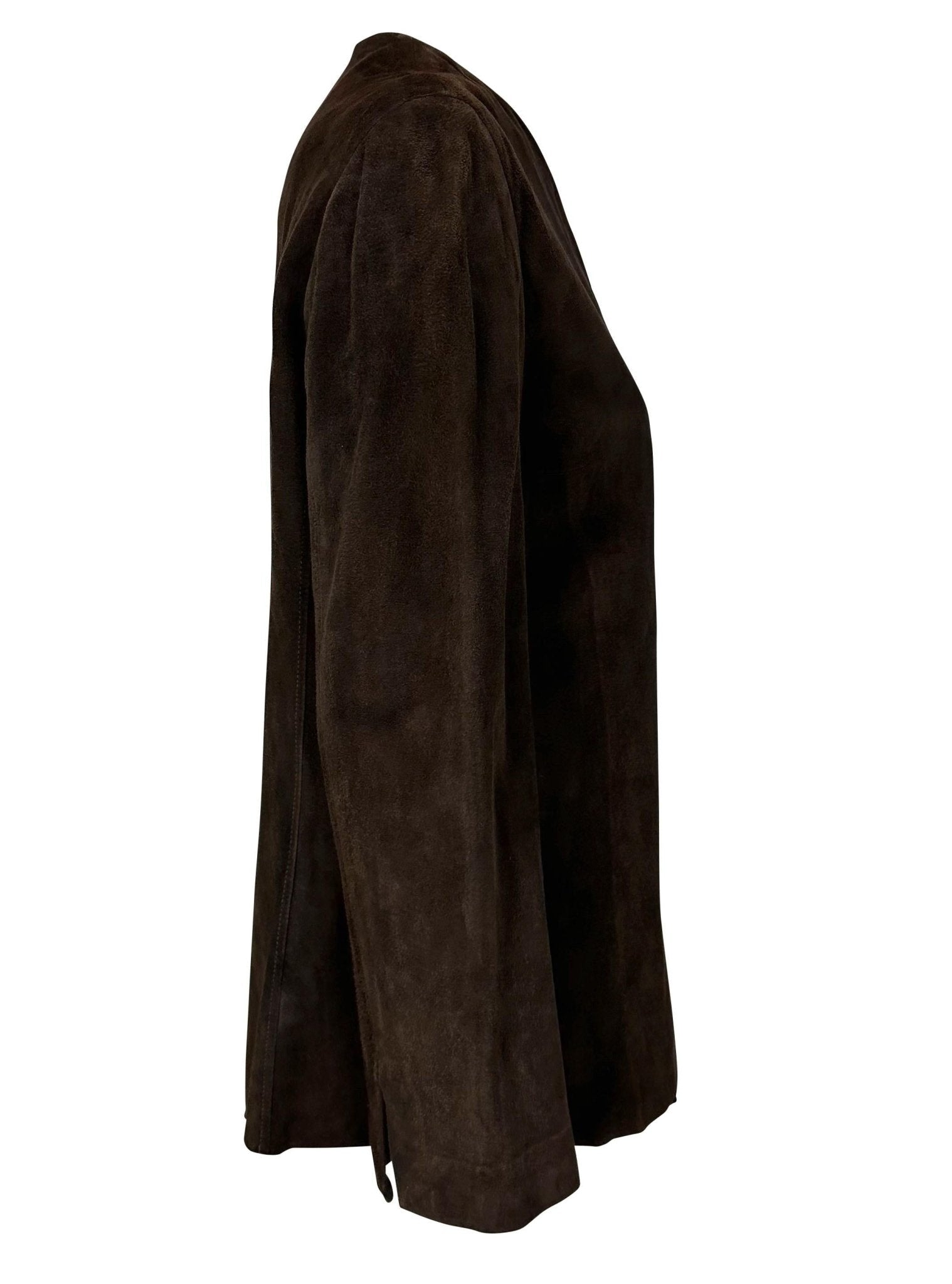 S/S 1997 Gucci by Tom Ford Naomi Runway Brown Suede Open Blouse Jacket - RealList