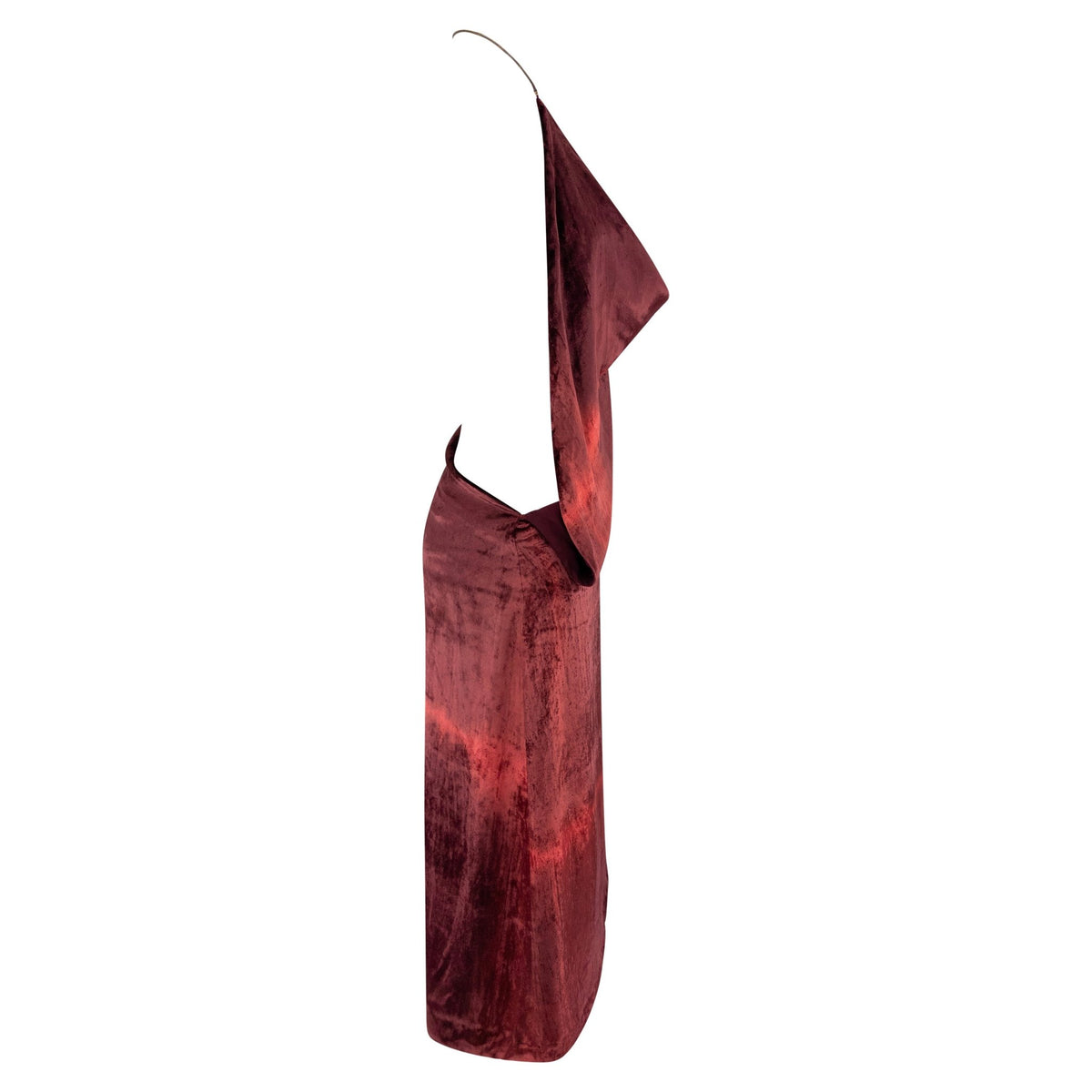 S/S 1997 Gucci by Tom Ford Prototype Maroon Ombré Velvet Backless Halter Dress - RealList