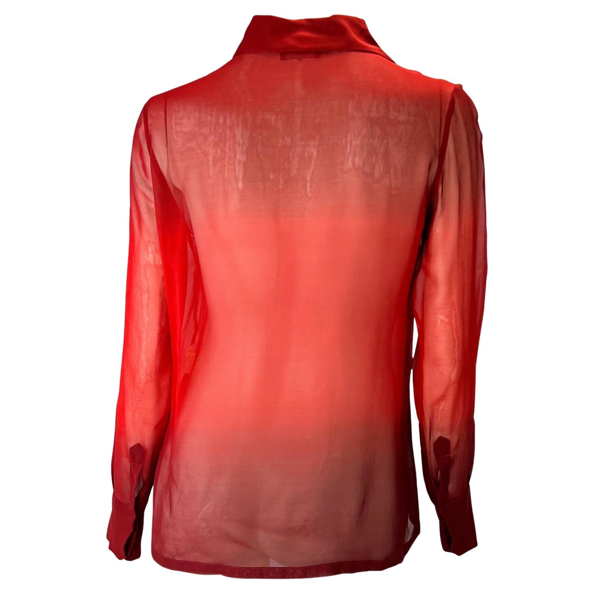 S/S 1997 Gucci by Tom Ford Red Ombré Sheer Silk Oversized Tunic Top - RealList