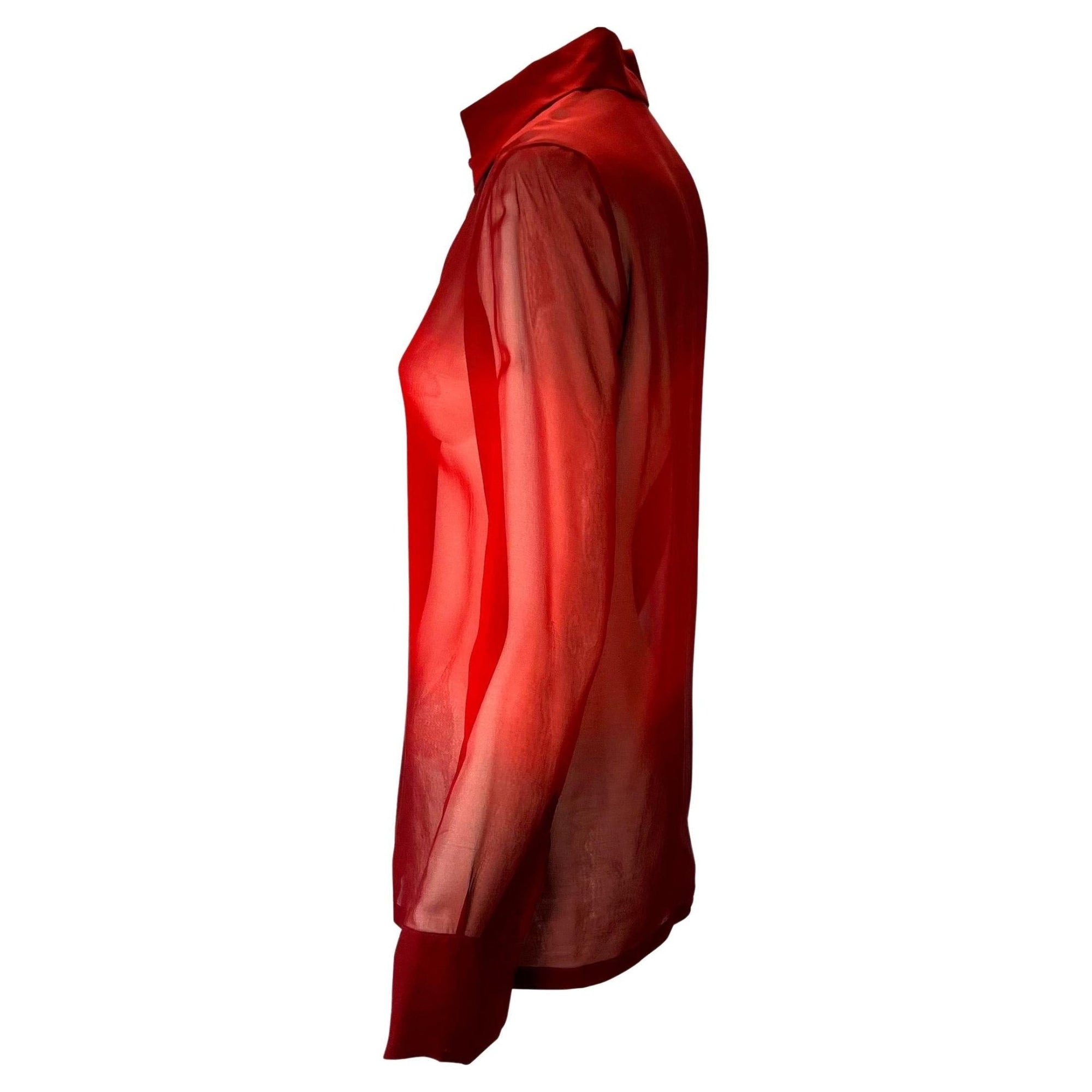 S/S 1997 Gucci by Tom Ford Red Ombré Sheer Silk Oversized Tunic Top - RealList