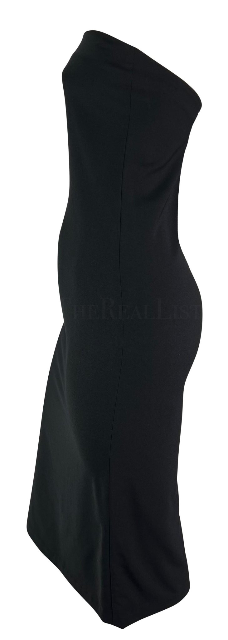 S/S 1997 Gucci by Tom Ford Runway Ad Black Strapless Bodycon Mini Dress - RealList