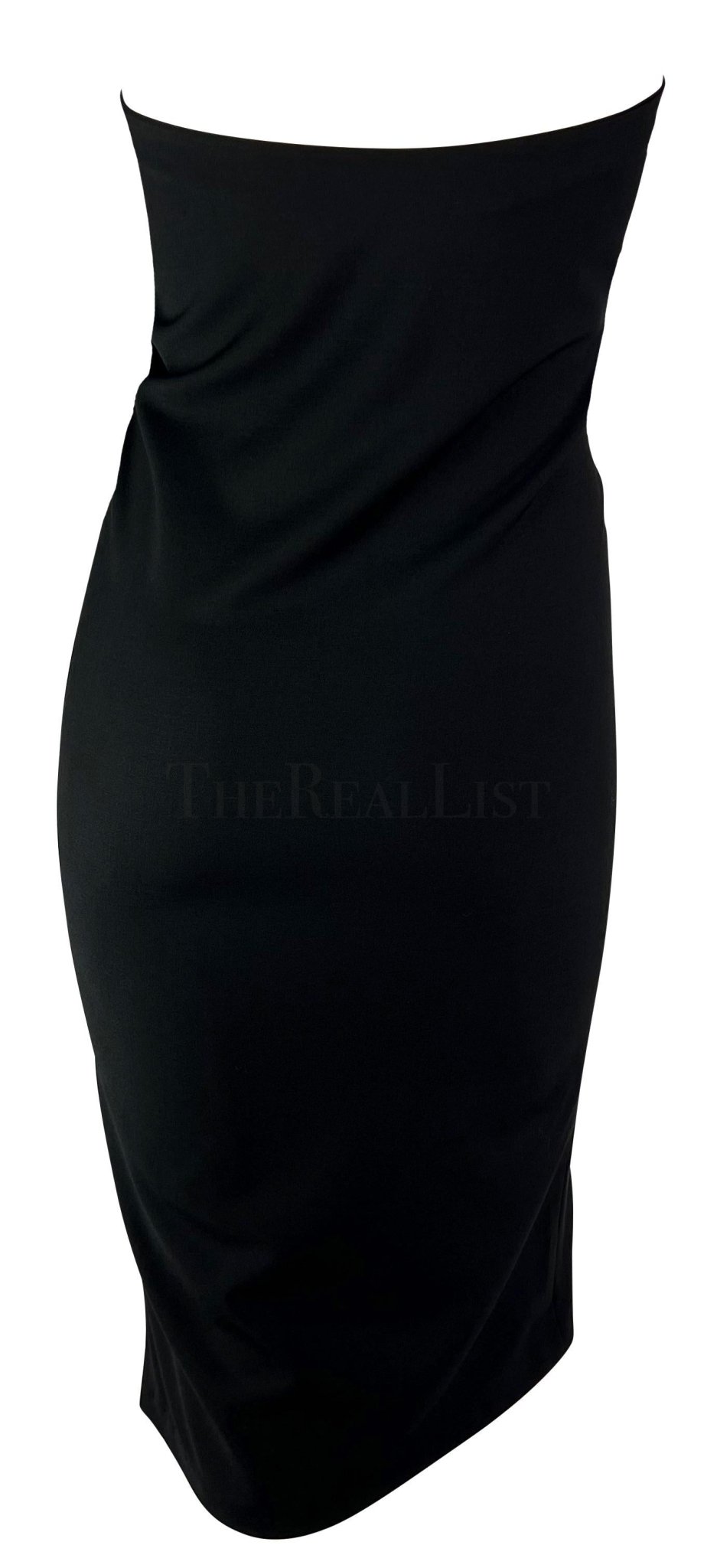 S/S 1997 Gucci by Tom Ford Runway Ad Black Strapless Bodycon Mini Dress - RealList