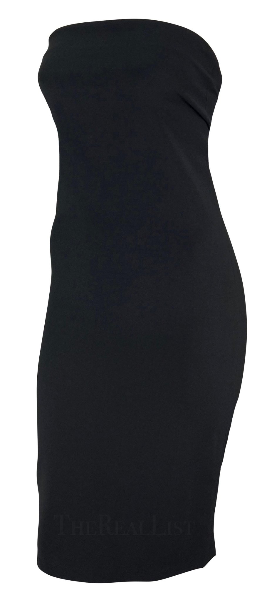 S/S 1997 Gucci by Tom Ford Runway Ad Black Strapless Bodycon Mini Dress - RealList