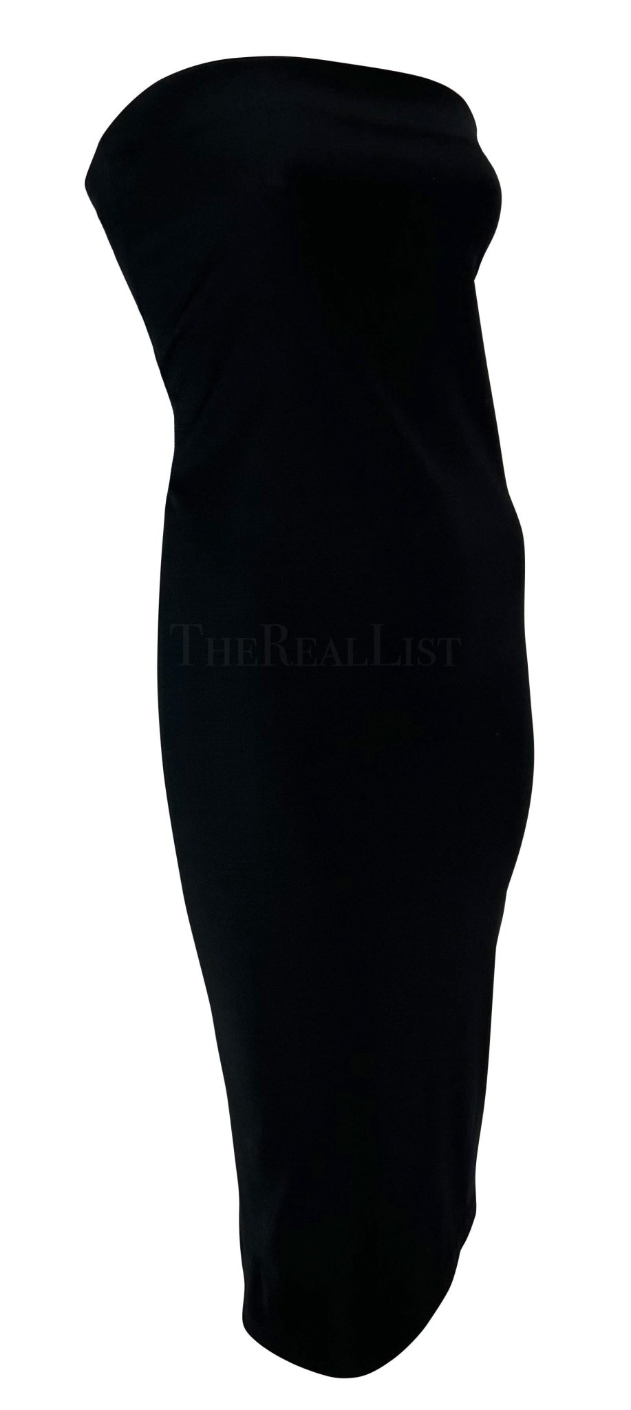 S/S 1997 Gucci by Tom Ford Runway Ad Black Strapless Bodycon Mini Dress - RealList