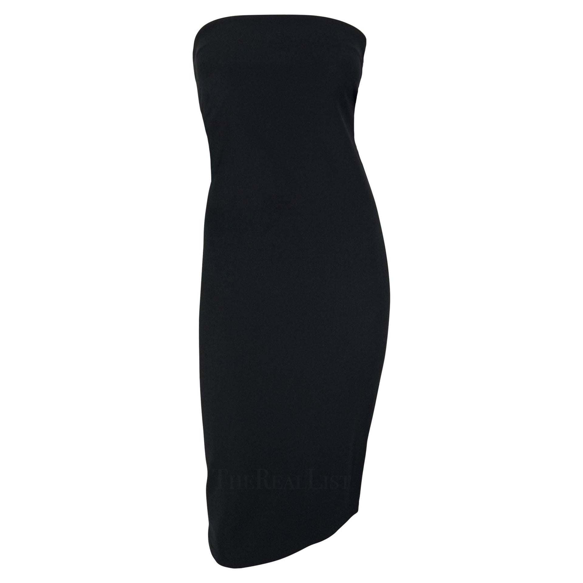 S/S 1997 Gucci by Tom Ford Runway Ad Black Strapless Bodycon Mini Dress - RealList