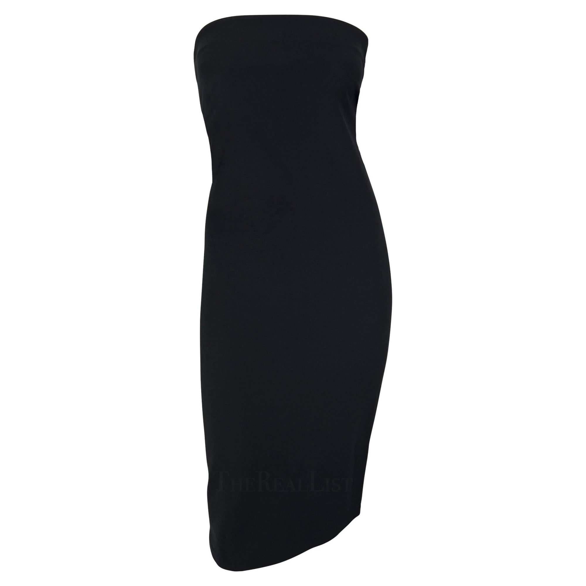 S/S 1997 Gucci by Tom Ford Runway Ad Black Strapless Bodycon Mini Dress - RealList