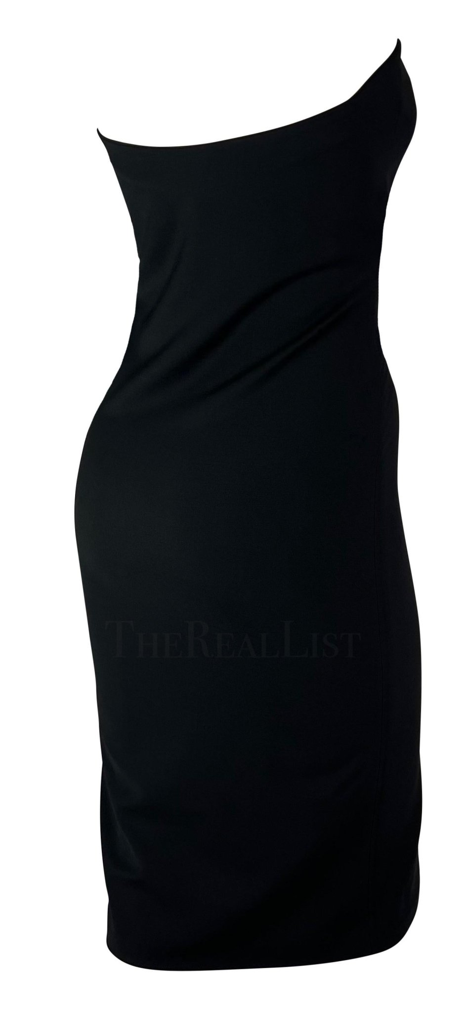 S/S 1997 Gucci by Tom Ford Runway Ad Black Strapless Bodycon Mini Dress - RealList