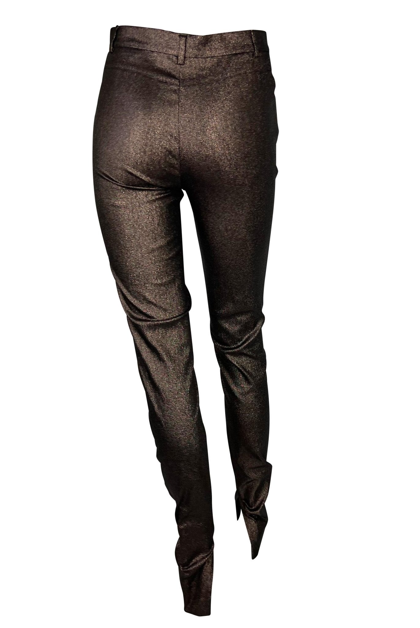 S/S 1997 Gucci by Tom Ford Runway Ad Brown Metallic Skinny Lurex Stretch Pants - RealList
