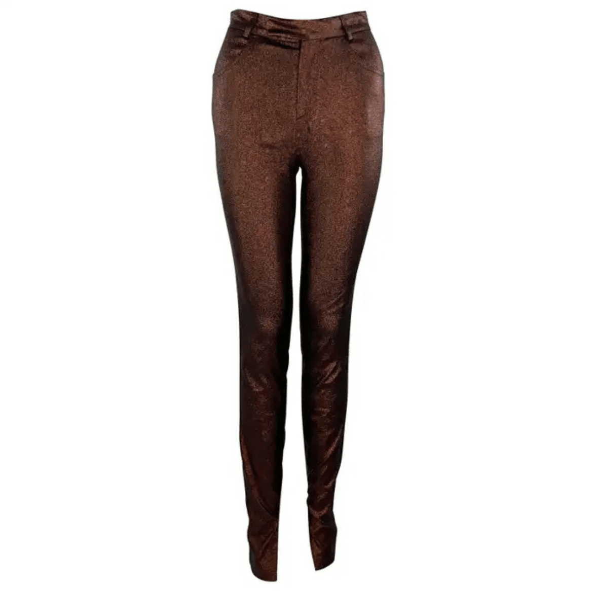 S/S 1997 Gucci by Tom Ford Runway Ad Copper Metallic Skinny Lurex Stretch Pants - RealList