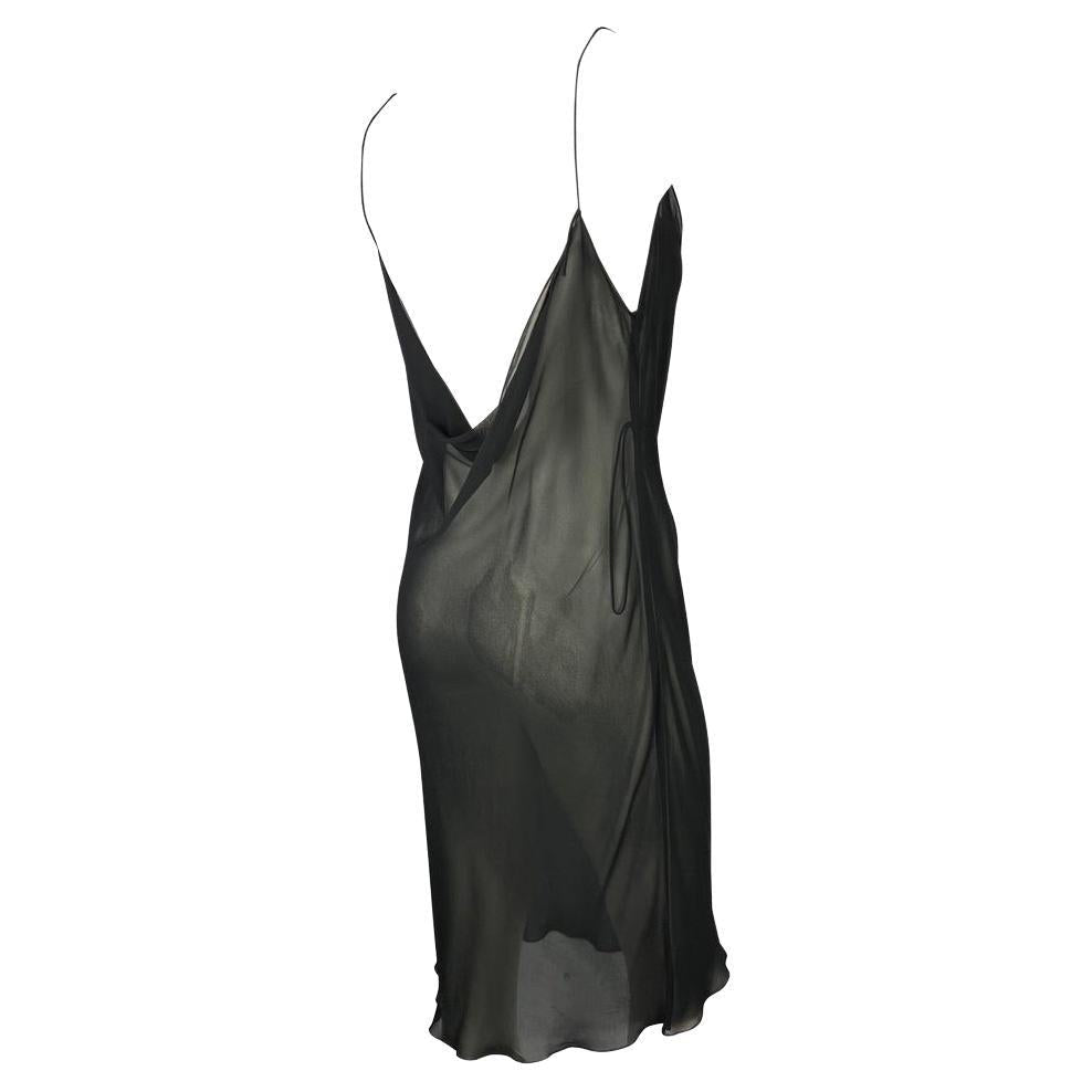 S/S 1997 Gucci by Tom Ford Runway Sheer Black Cowl Neck Dress - RealList