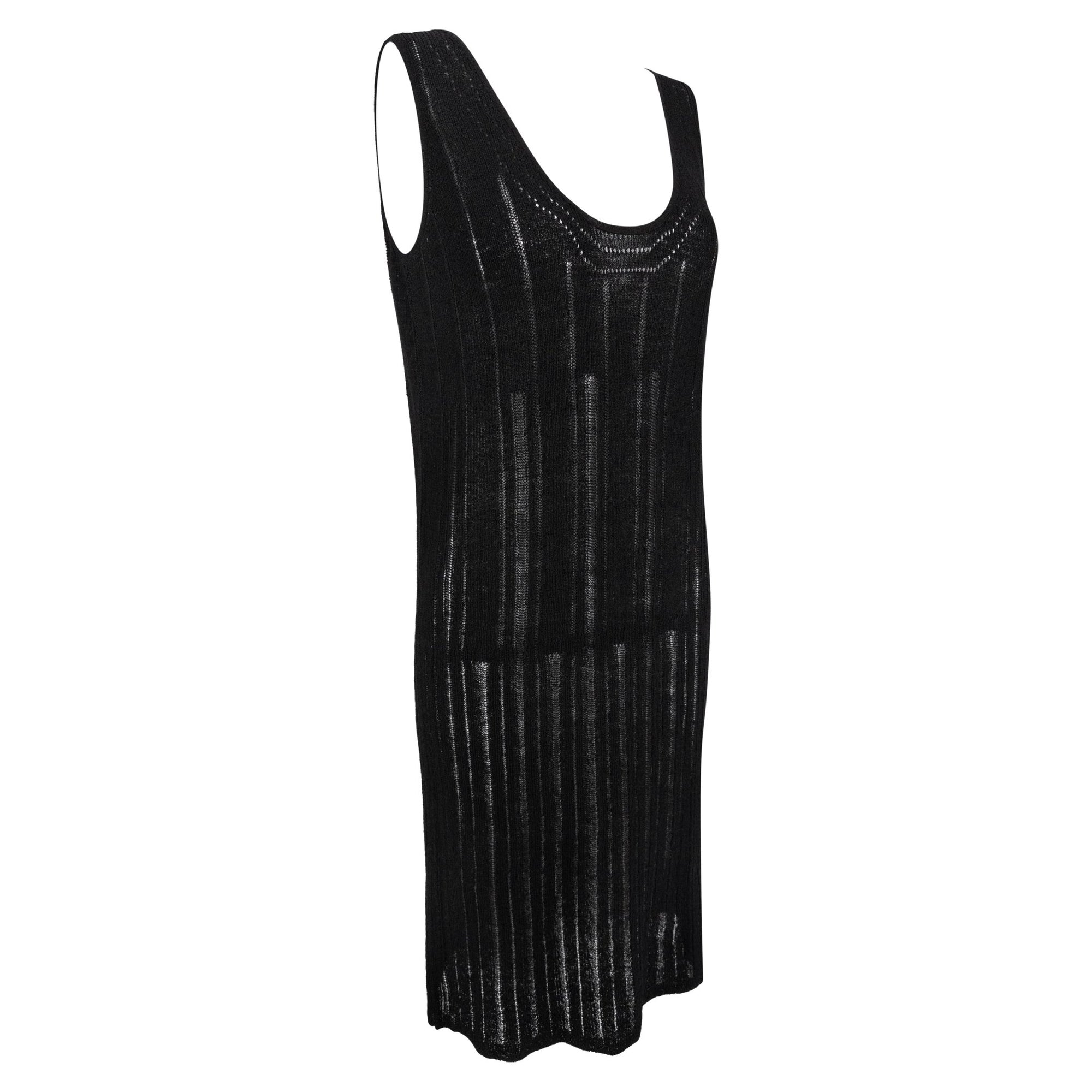 S/S 1997 Gucci by Tom Ford Sheer Black Knit Sleeveless Bodycon Dress - RealList