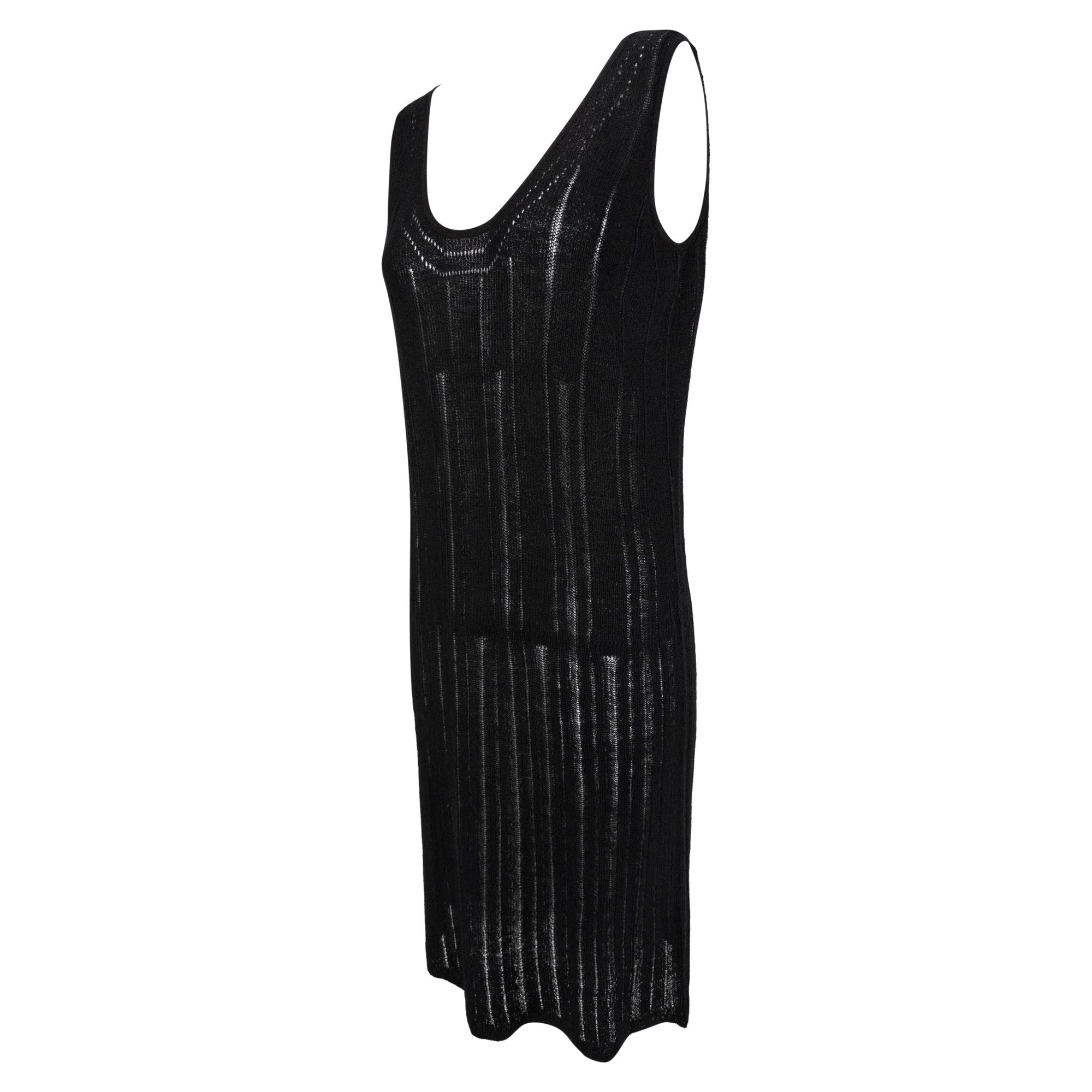 S/S 1997 Gucci by Tom Ford Sheer Black Knit Sleeveless Bodycon Dress - RealList
