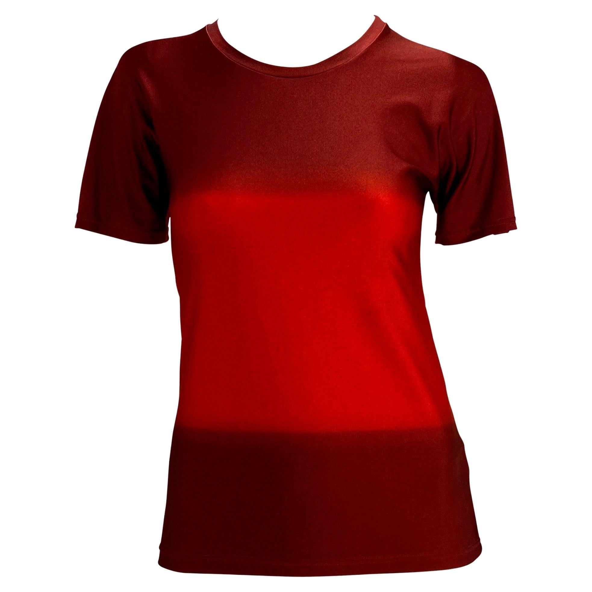 S/S 1997 Gucci by Tom Ford Vogue Cover 'G' Medallion Red Ombré Stretch T-Shirt Top - RealList