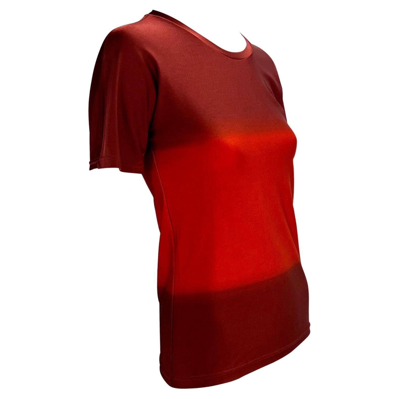 S/S 1997 Gucci by Tom Ford Vogue Cover 'G' Medallion Red Ombré Stretch T-Shirt Top - RealList