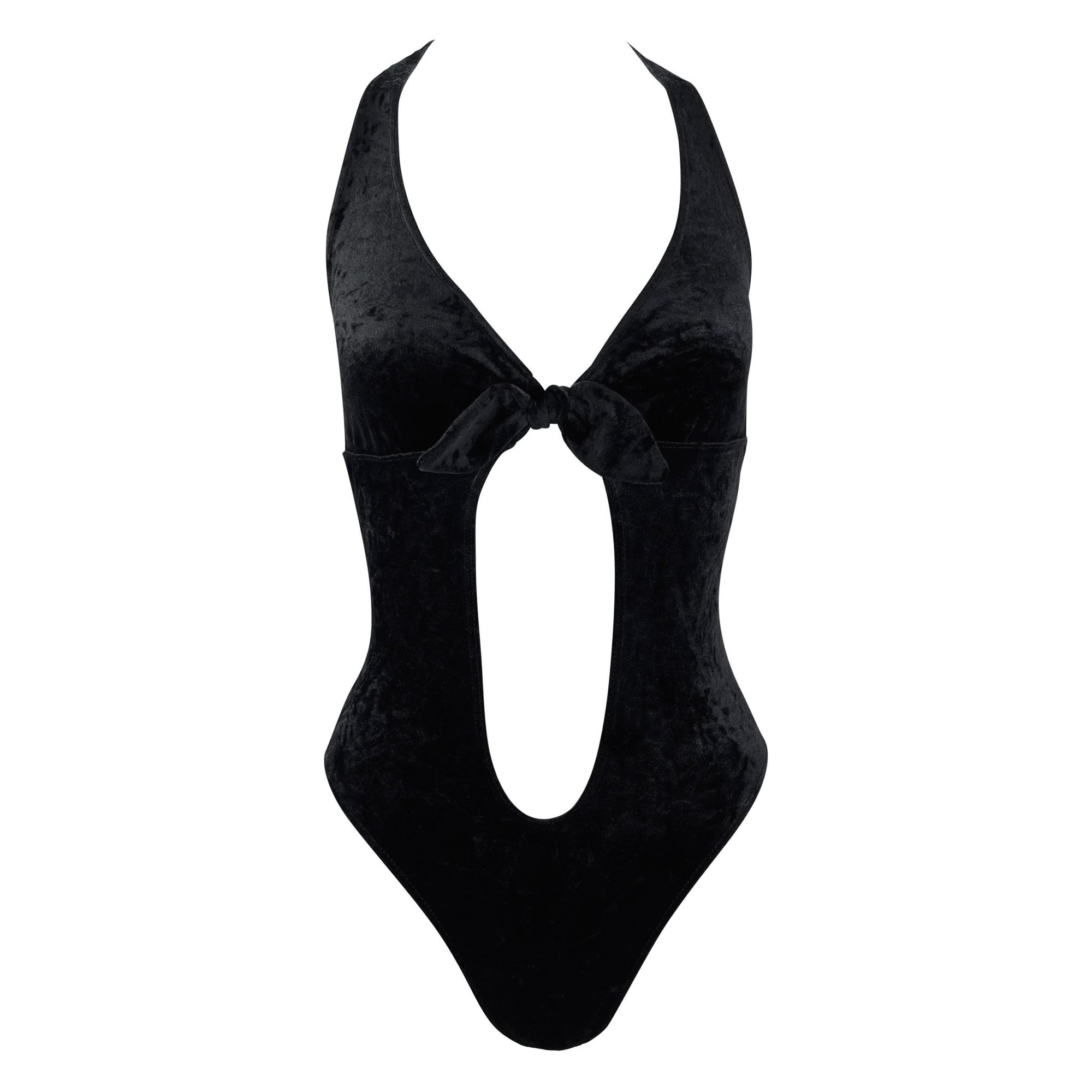 S/S 1997 Paco Rabanne Runway Velvet Plunging Tie Front Bodysuit Top - RealList
