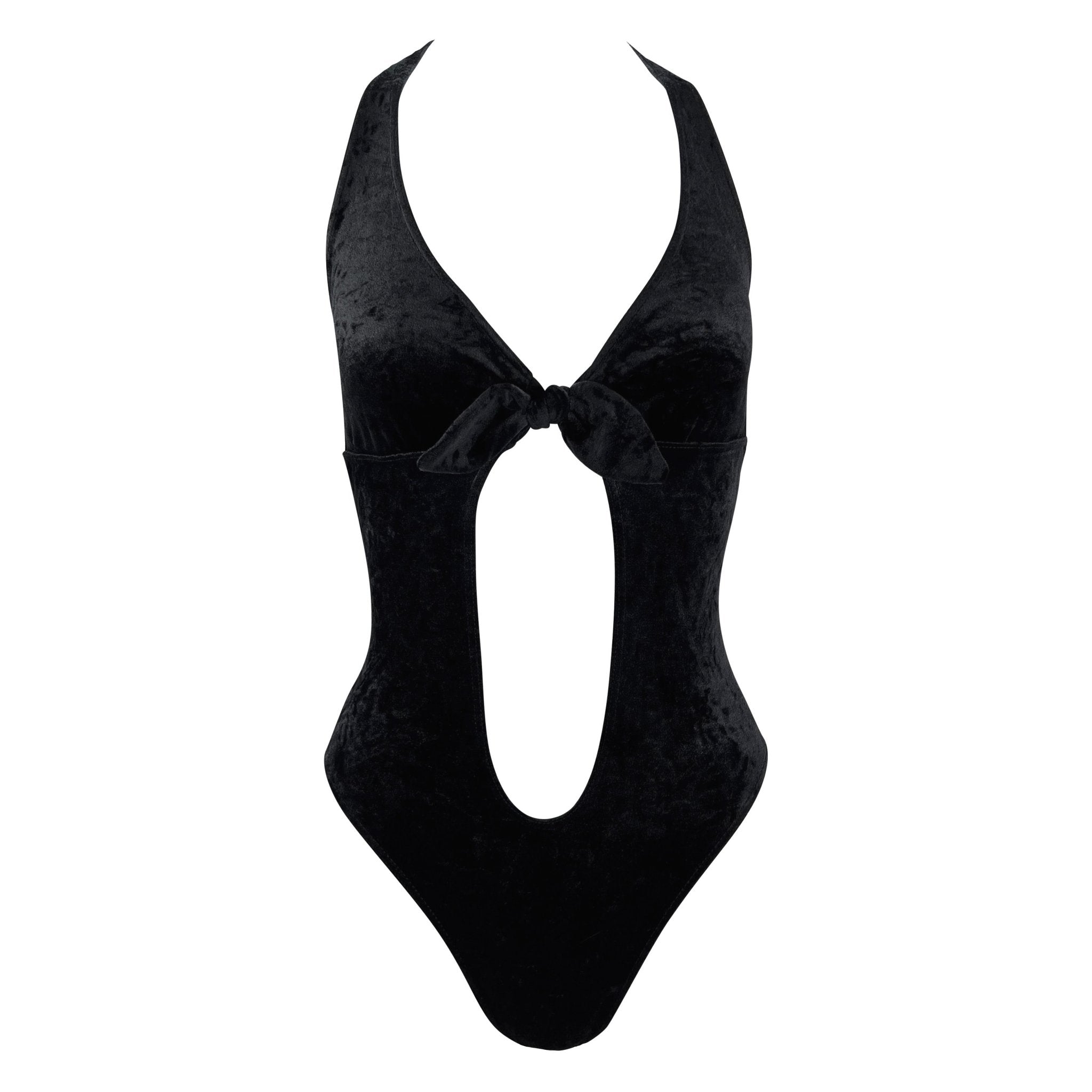 S/S 1997 Paco Rabanne Runway Velvet Plunging Tie Front Bodysuit Top - RealList