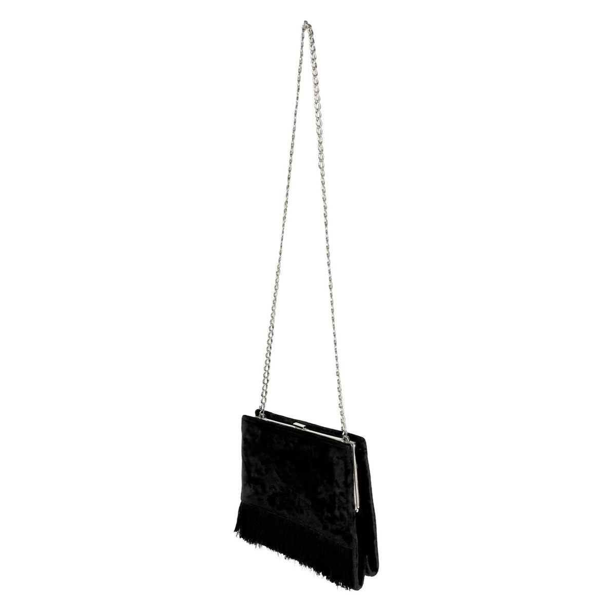 S/S 1998 Christian Dior by John Galliano Black Velvet Fringe Chain Crossbody Bag - RealList