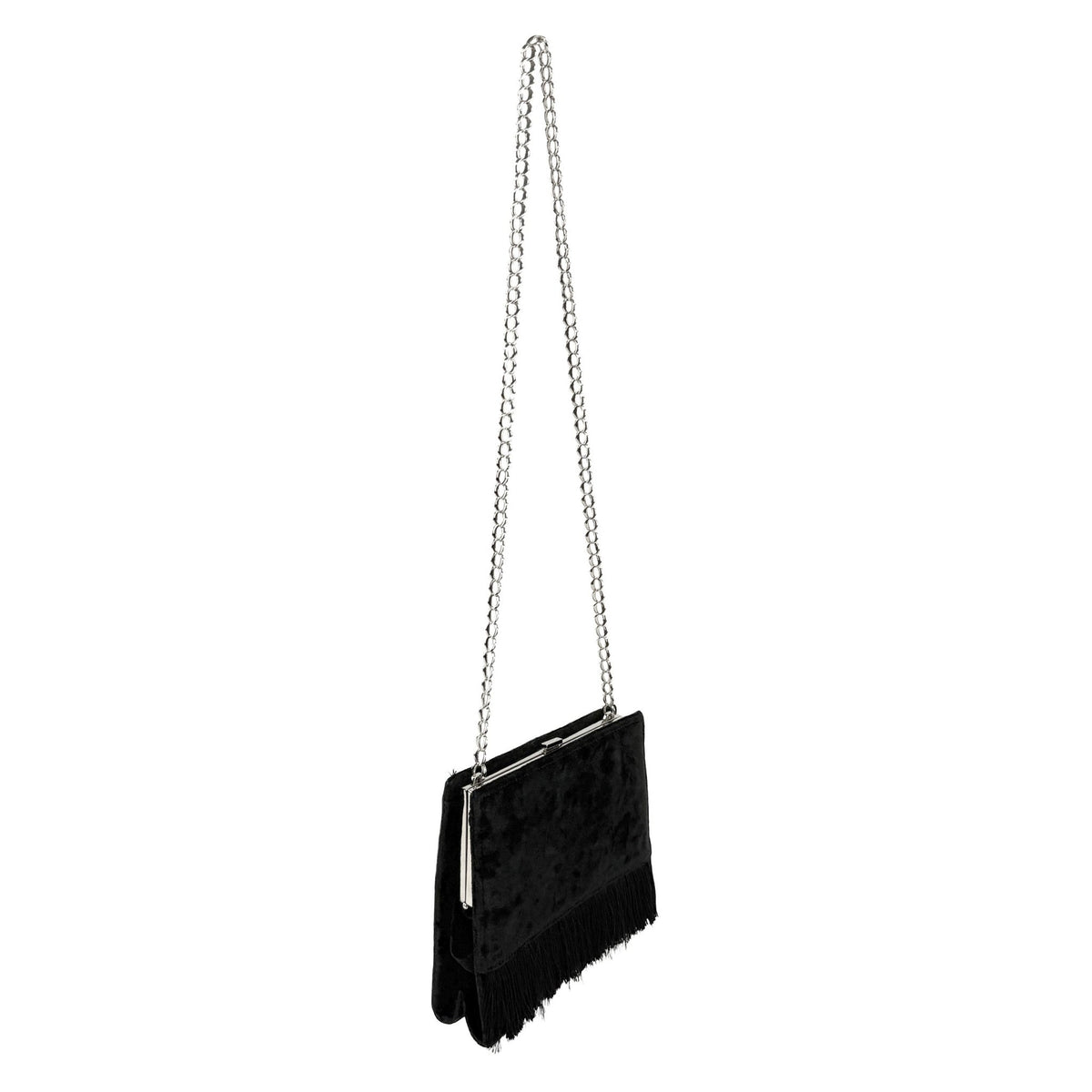 S/S 1998 Christian Dior by John Galliano Black Velvet Fringe Chain Crossbody Bag - RealList