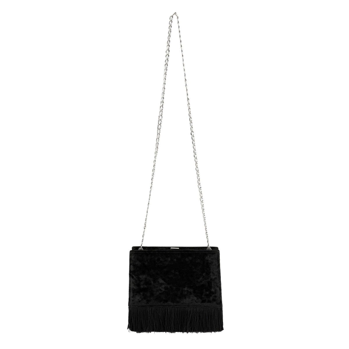 S/S 1998 Christian Dior by John Galliano Black Velvet Fringe Chain Crossbody Bag - RealList