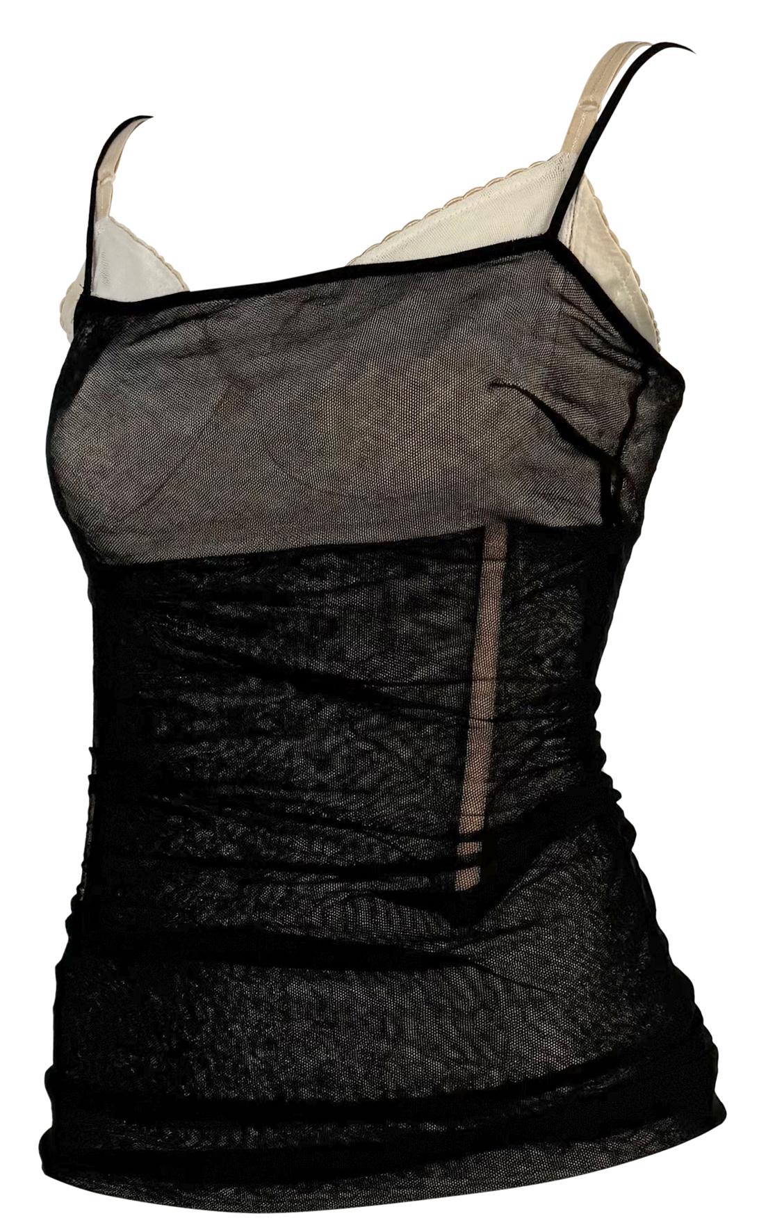 S/S 1998 Dolce & Gabbana Runway Sheer Black Mesh Beige Bustier Sleeveless Top - RealList