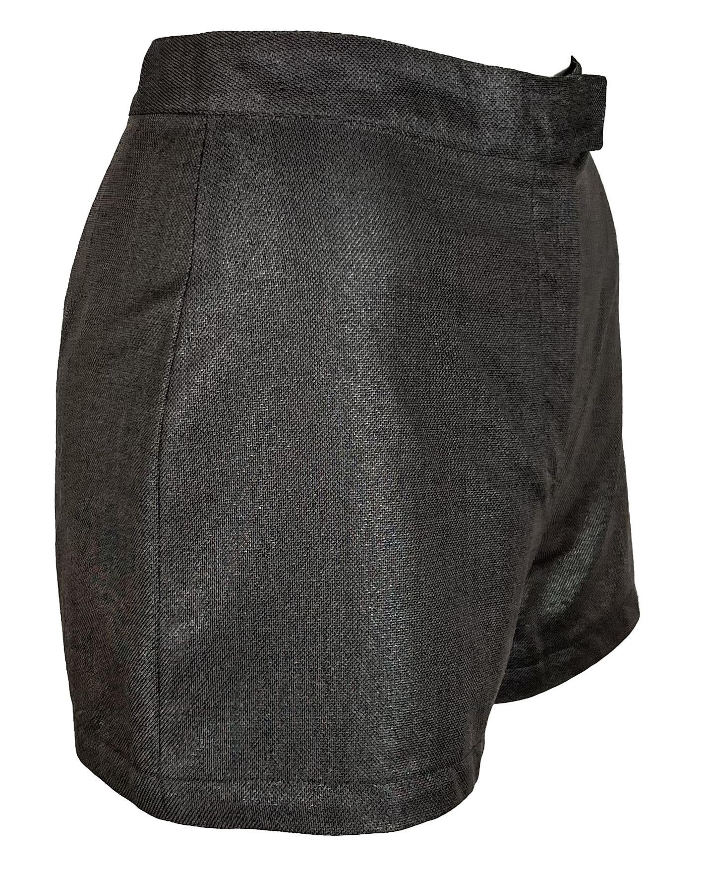 S/S 1998 Gianni Versace by Donatella Grey Metallic Mini Hot Pant Short Shorts - RealList