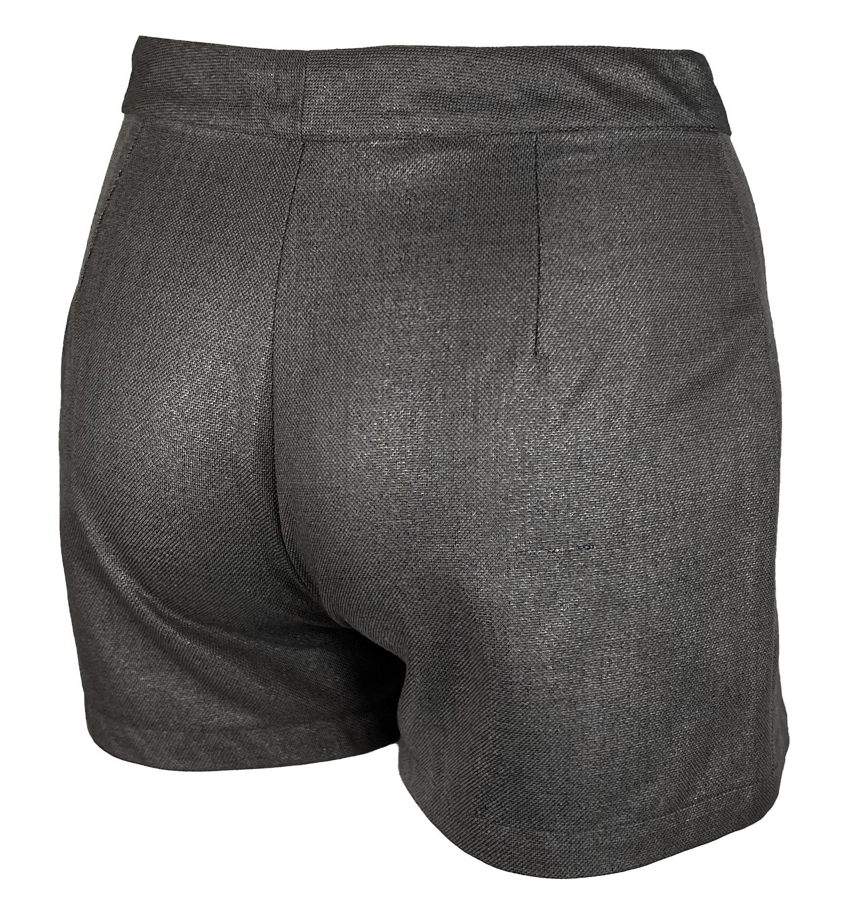 S/S 1998 Gianni Versace by Donatella Grey Metallic Mini Hot Pant Short Shorts - RealList