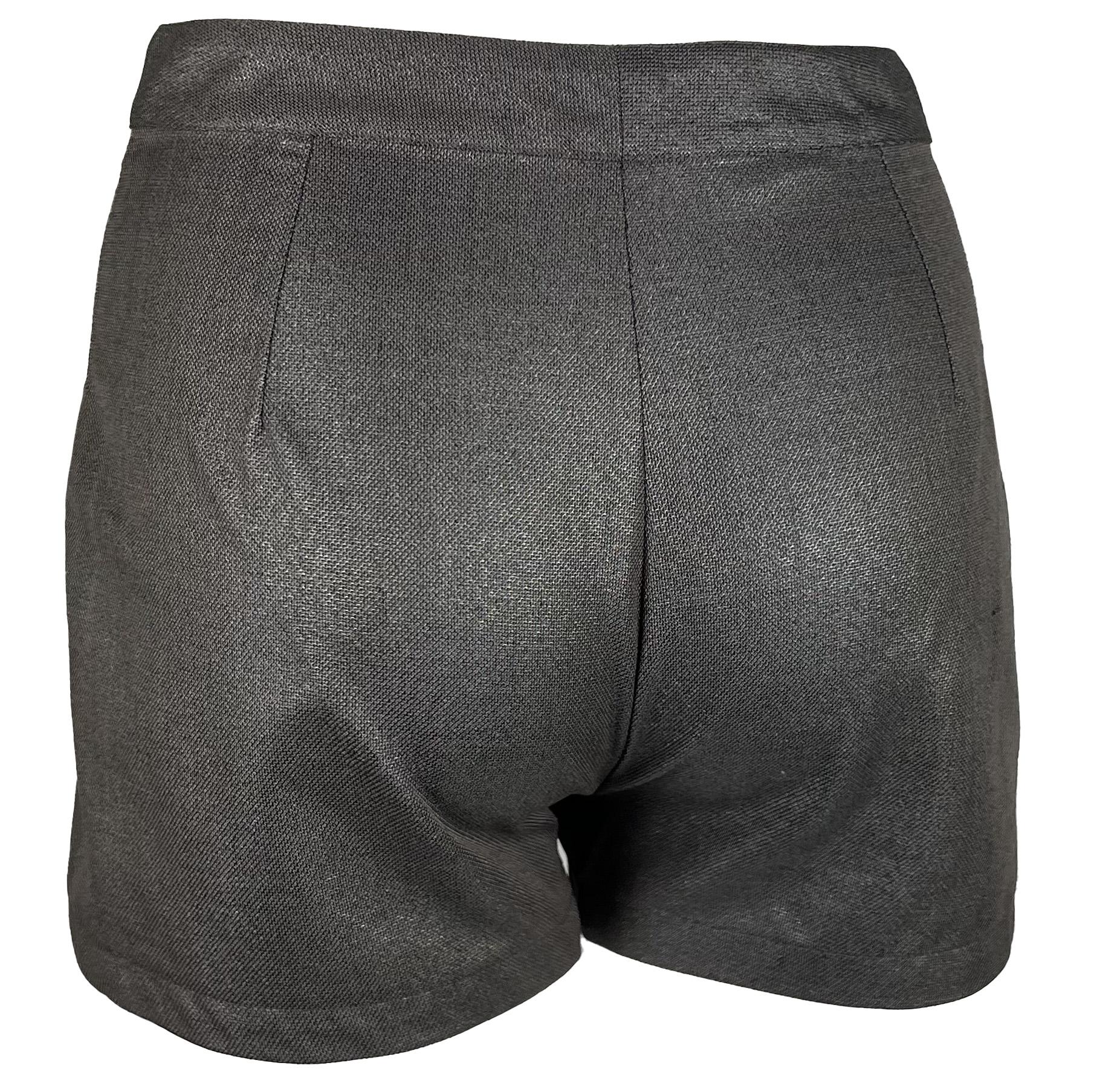 S/S 1998 Gianni Versace by Donatella Grey Metallic Mini Hot Pant Short Shorts - RealList