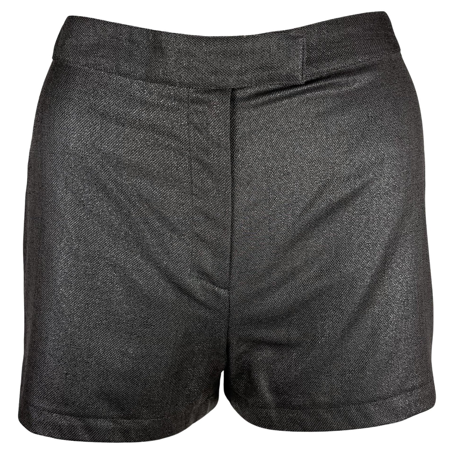 S/S 1998 Gianni Versace by Donatella Grey Metallic Mini Hot Pant Short Shorts - RealList