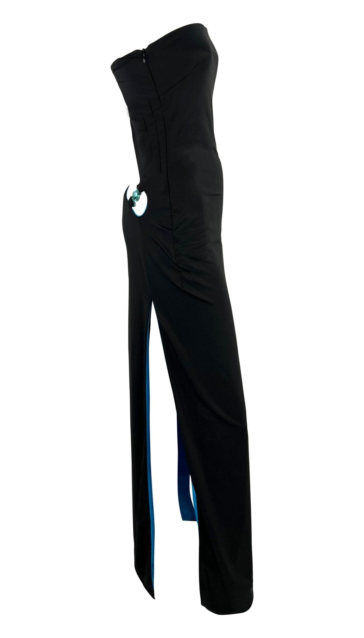 S/S 1998 Gianni Versace by Donatella Wet Look Backless Stretch Runway Dress - RealList