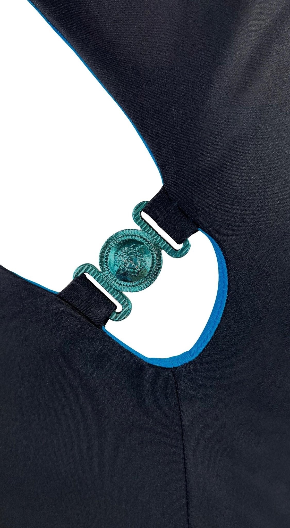 S/S 1998 Gianni Versace by Donatella Wet Look Backless Stretch Runway Dress - RealList