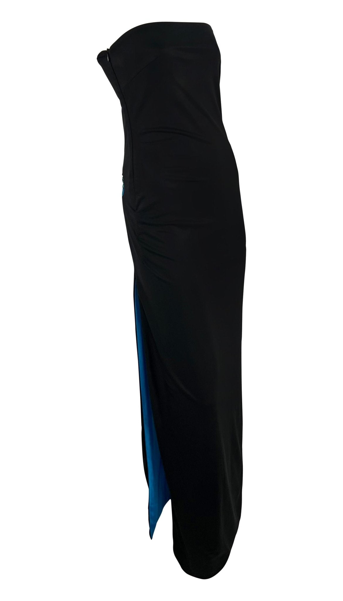 S/S 1998 Gianni Versace by Donatella Wet Look Backless Stretch Runway Dress - RealList