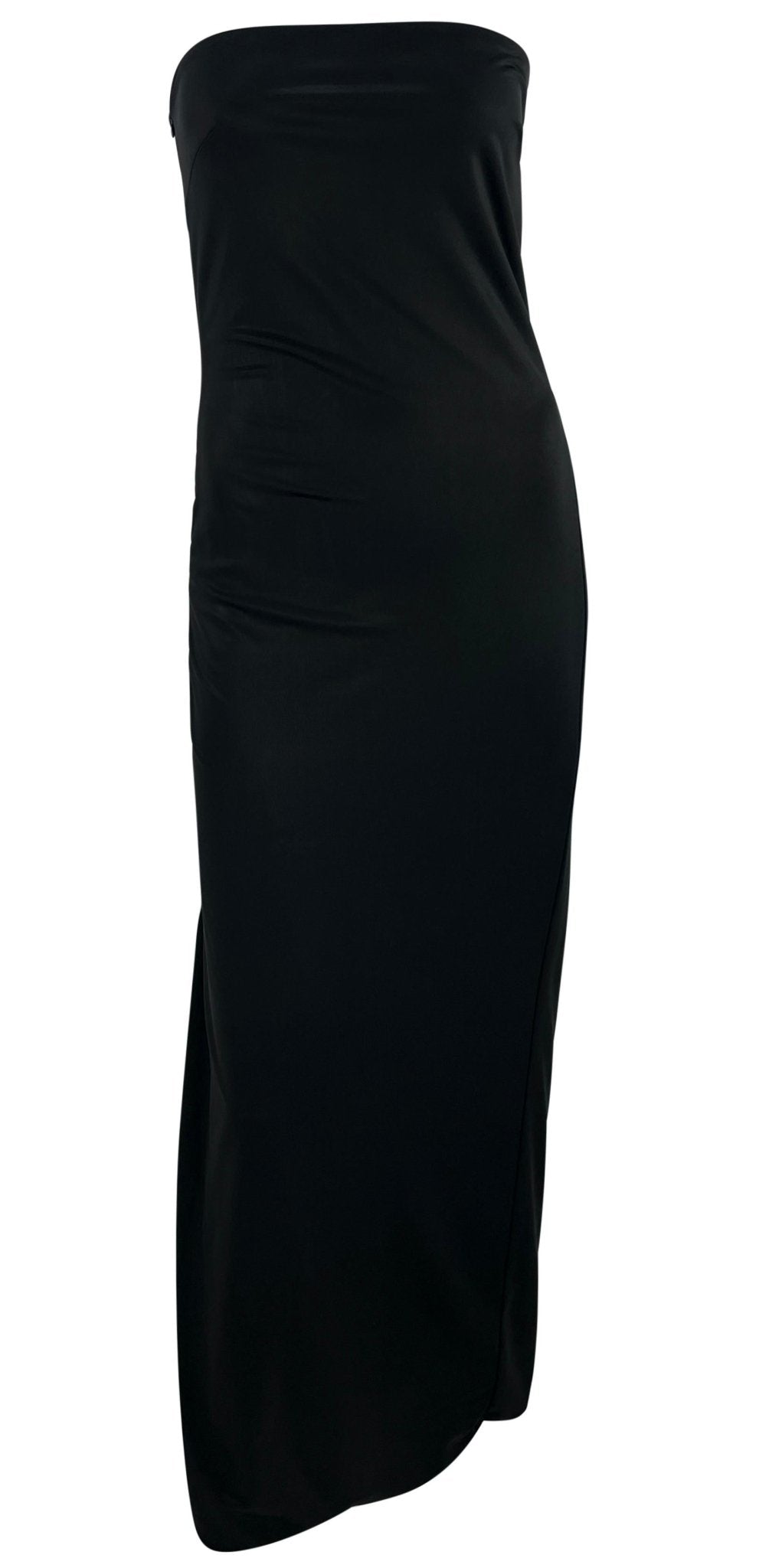 S/S 1998 Gianni Versace by Donatella Wet Look Backless Stretch Runway Dress - RealList