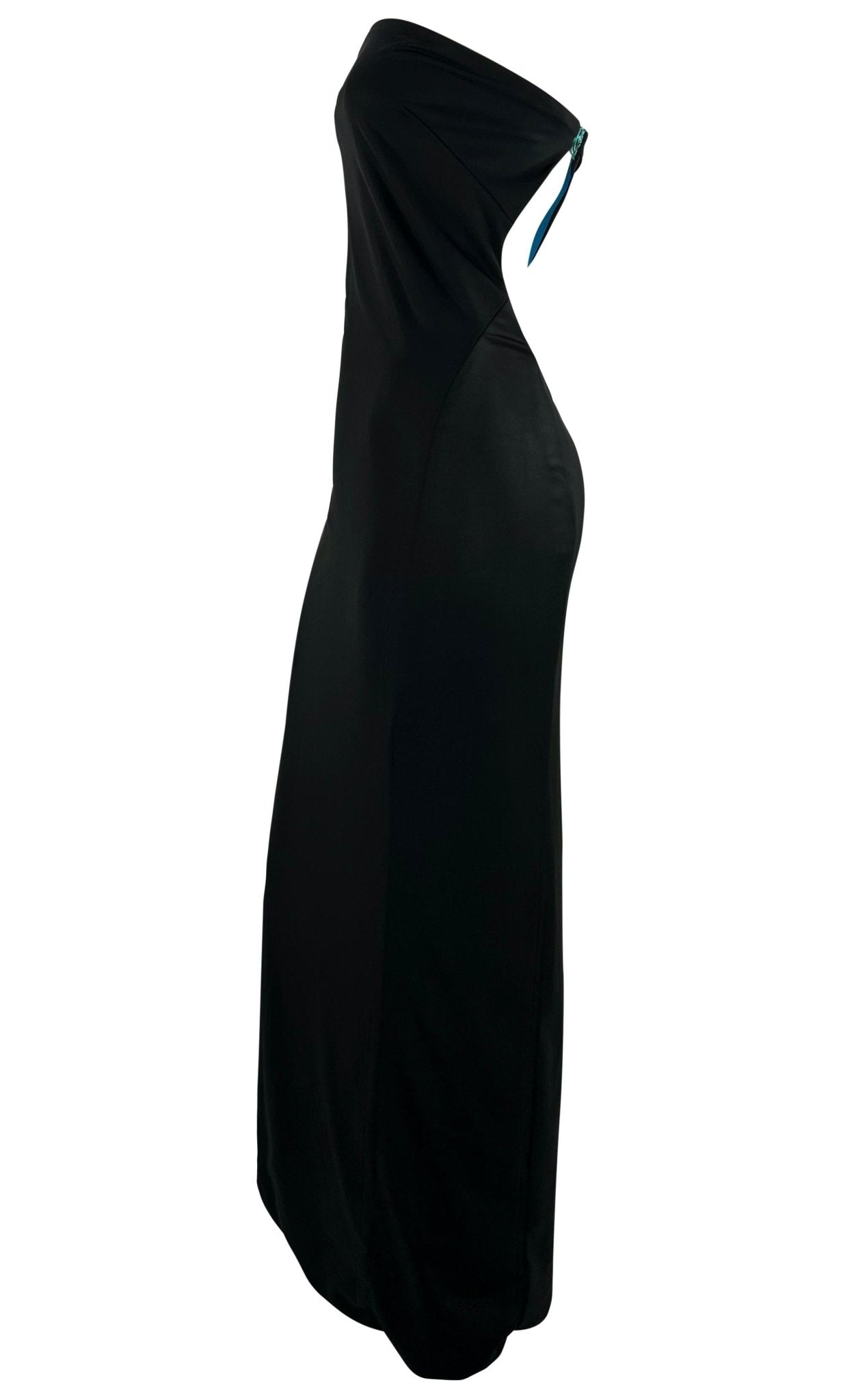 S/S 1998 Gianni Versace by Donatella Wet Look Backless Stretch Runway Dress - RealList