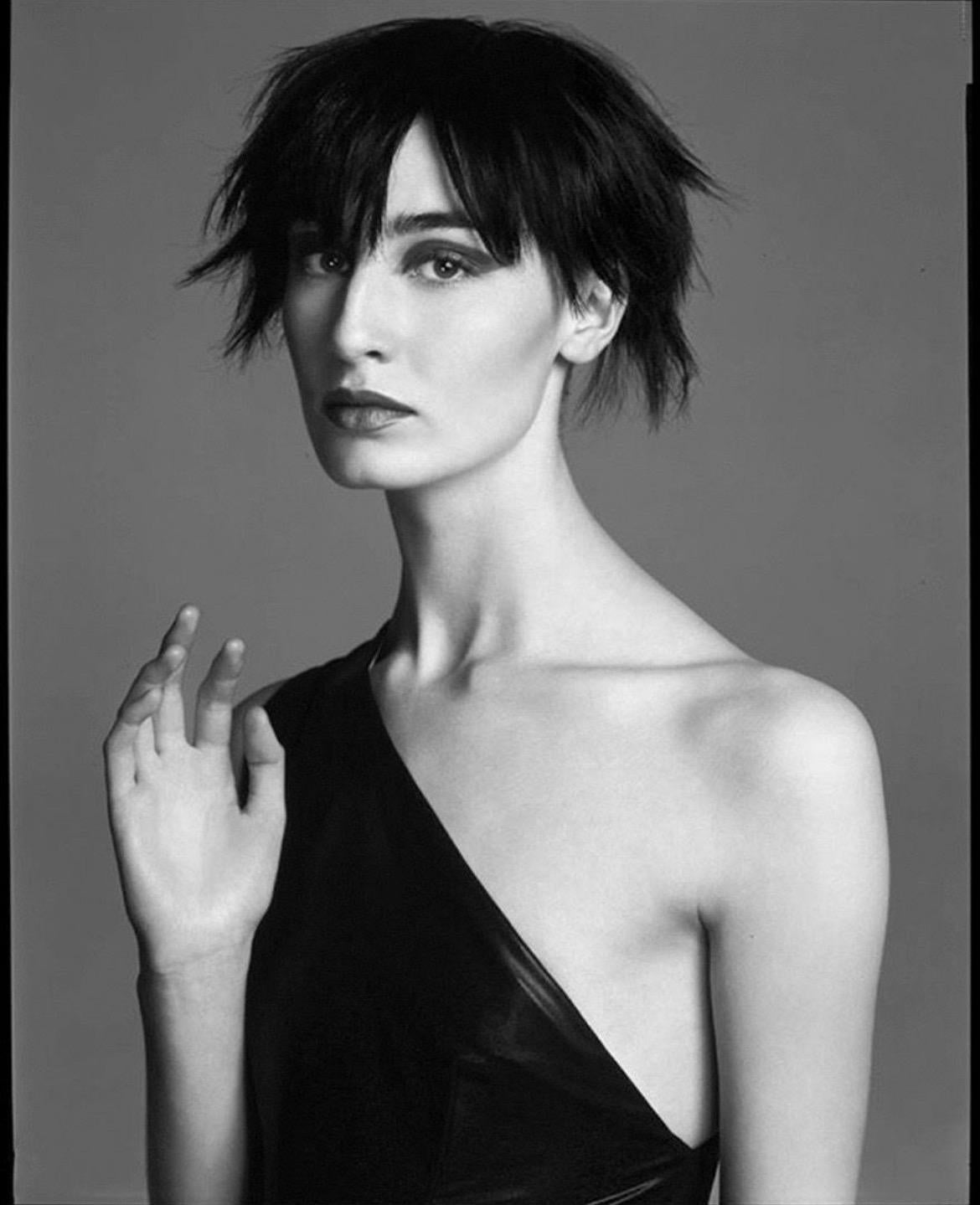 S/S 1998 Gianni Versace by Donatella Wet Look Black Electric Blue Stretch Gown - RealList