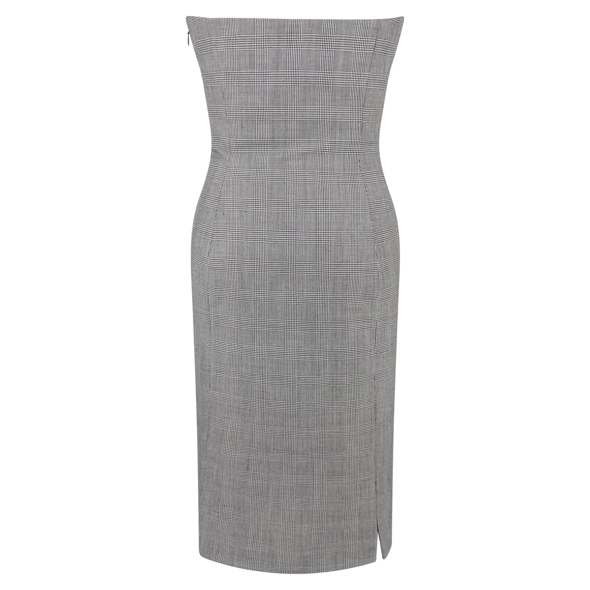 S/S 1998 Gianni Versace Kate Moss Runway Grey Houndstooth Strapless Corset Dress - RealList