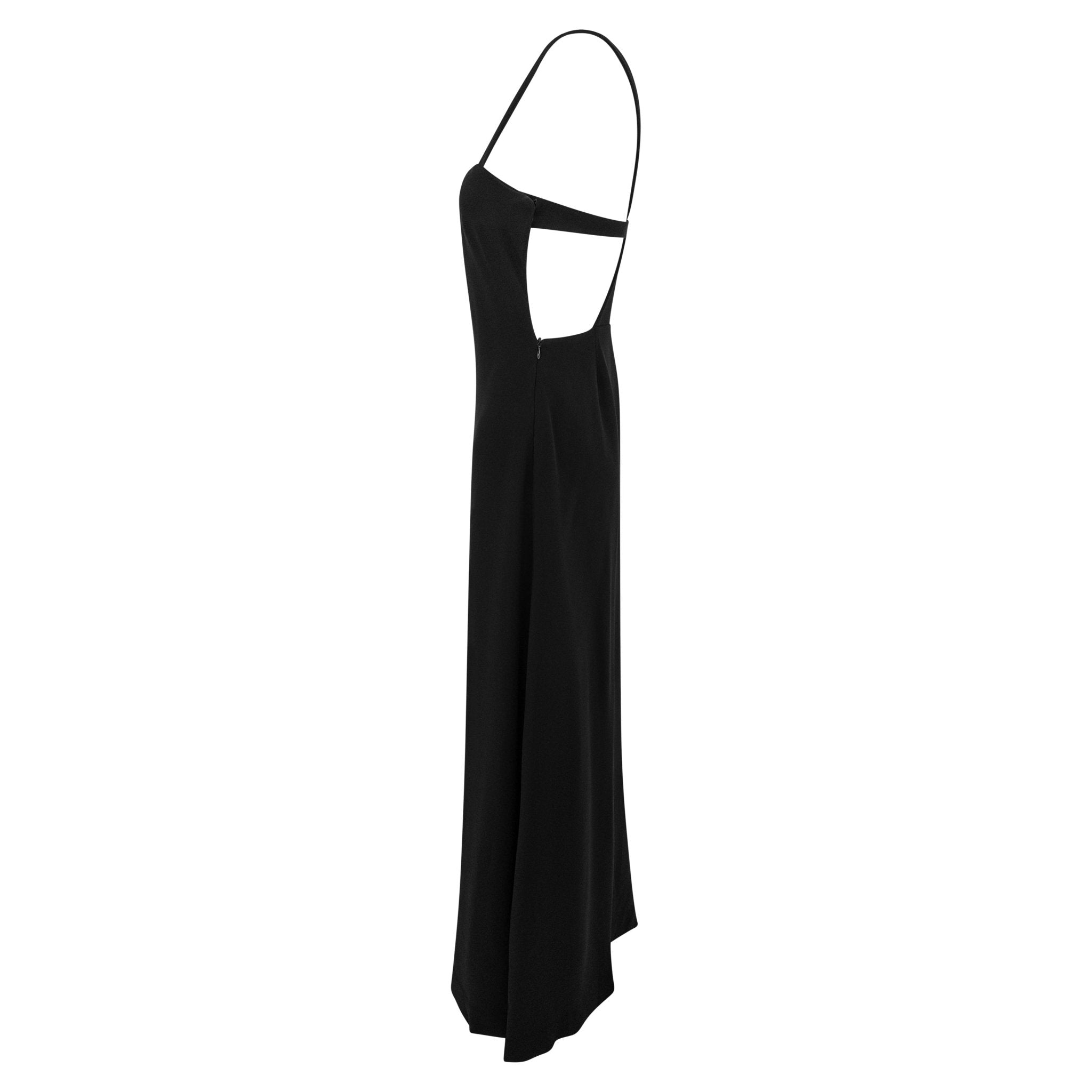 S/S 1998 Giorgio Armani Ad Campaign Black Silk Backless Strap Evening Gown - RealList