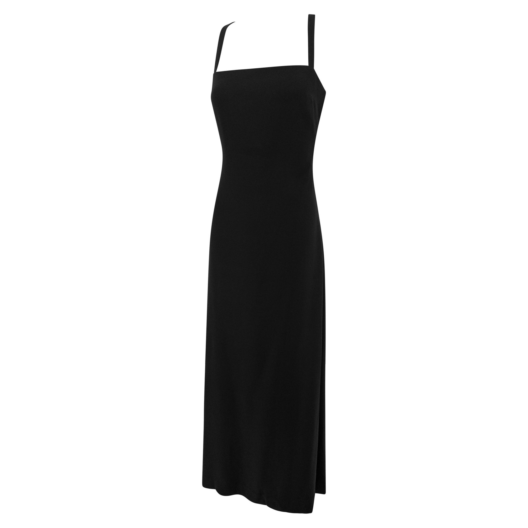 S/S 1998 Giorgio Armani Ad Campaign Black Silk Backless Strap Evening Gown - RealList