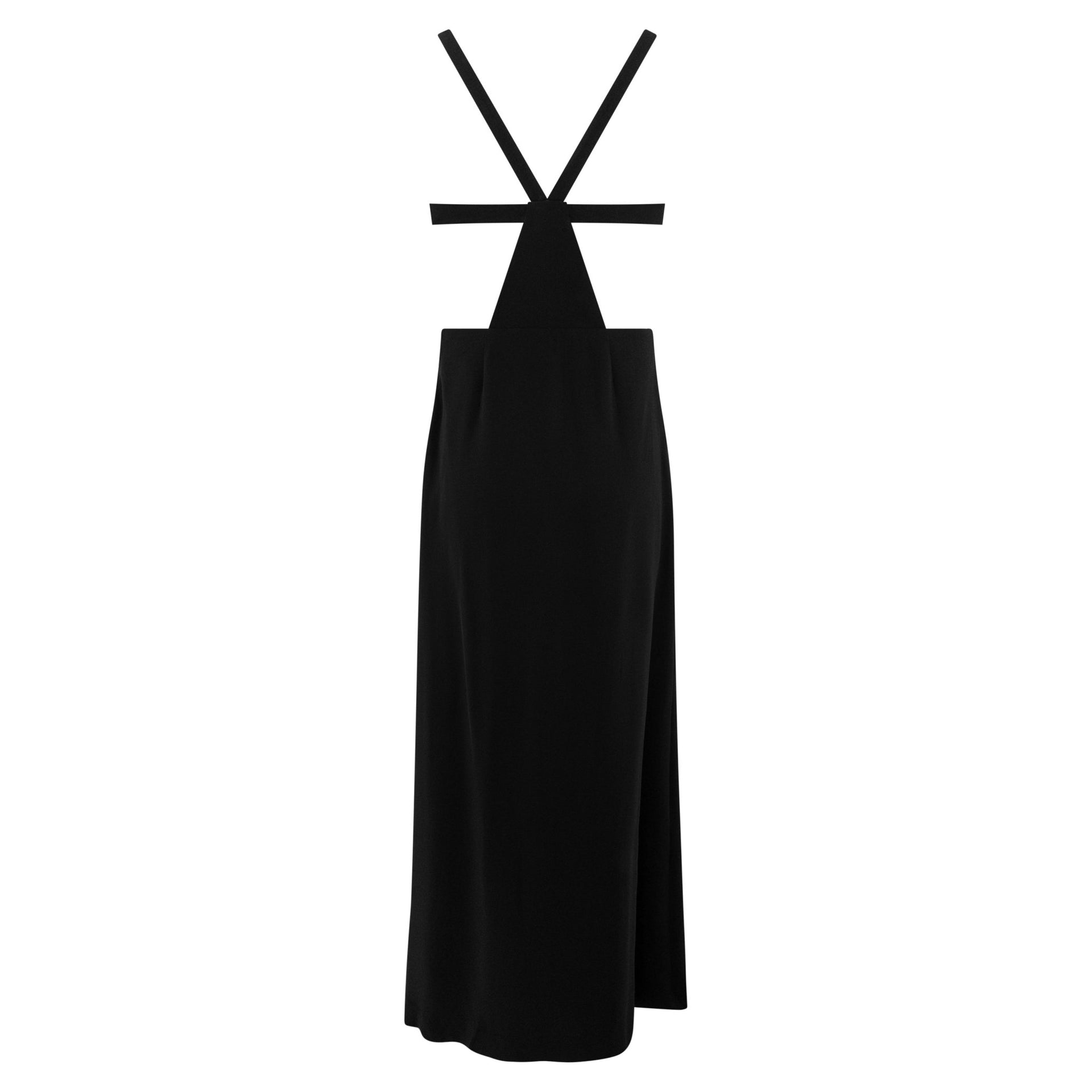 S/S 1998 Giorgio Armani Ad Campaign Black Silk Backless Strap Evening Gown - RealList
