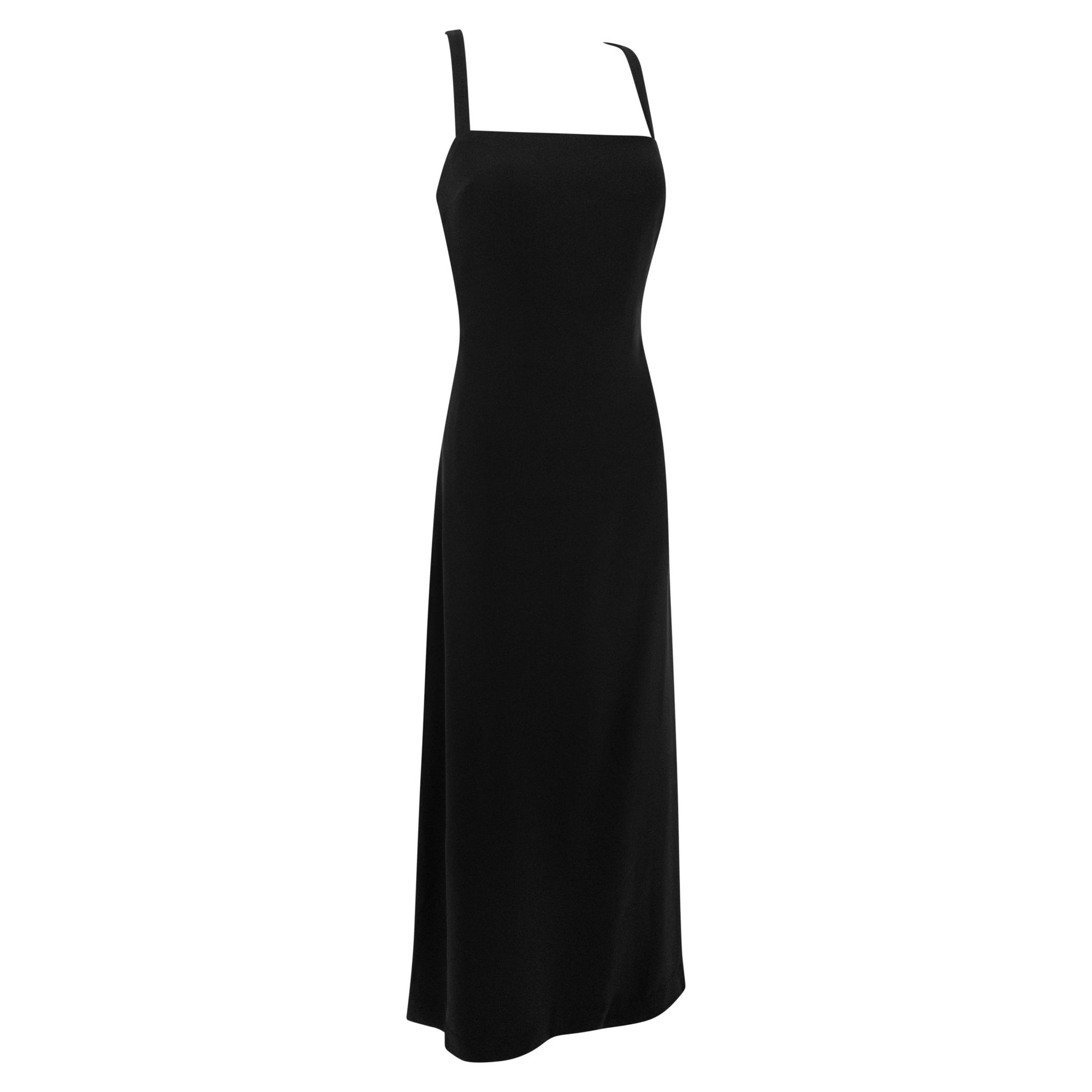 S/S 1998 Giorgio Armani Ad Campaign Black Silk Backless Strap Evening Gown - RealList