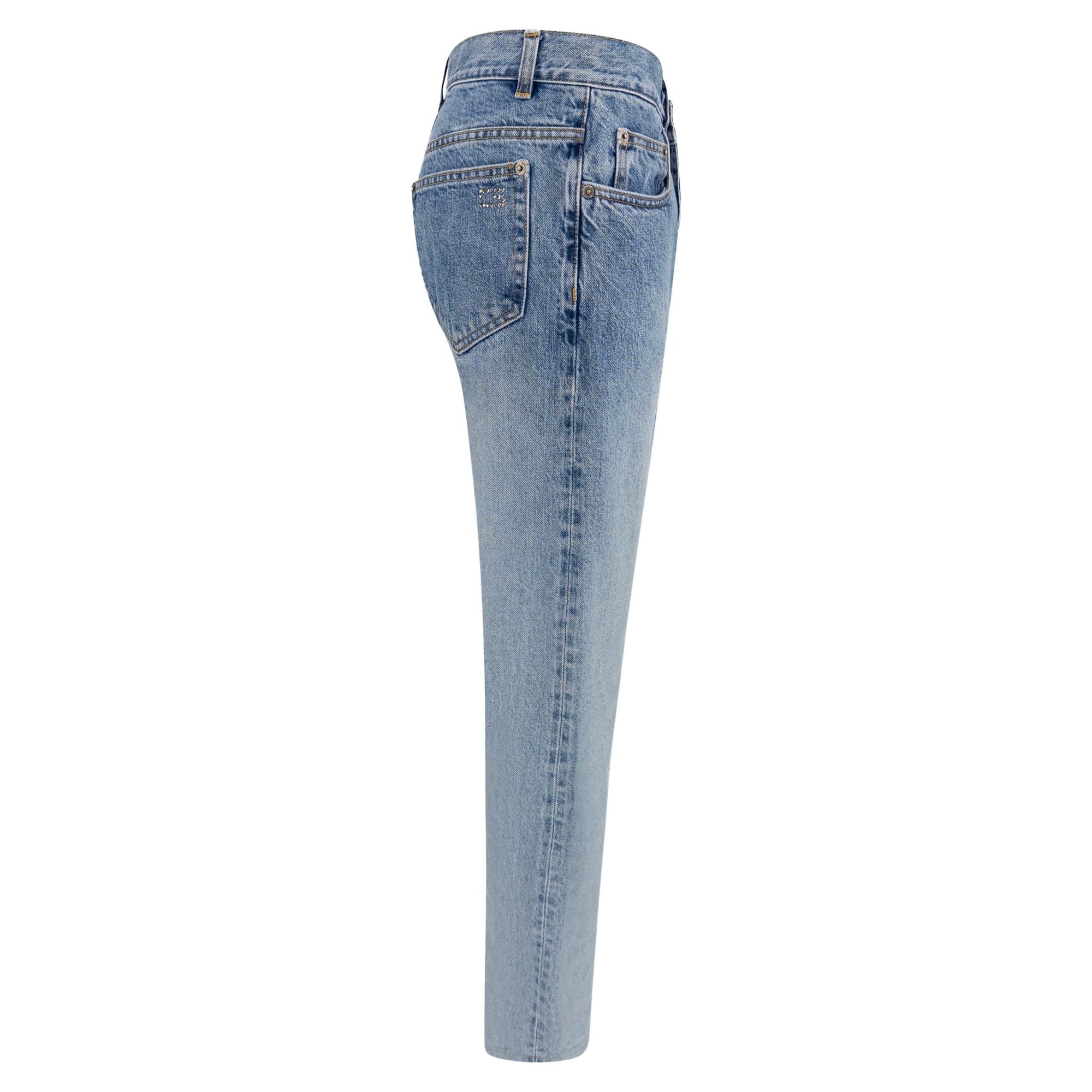 S/S 1998 Gucci by Tom Ford Ad Rhinestone G Light Wash Cotton Denim Jeans - RealList