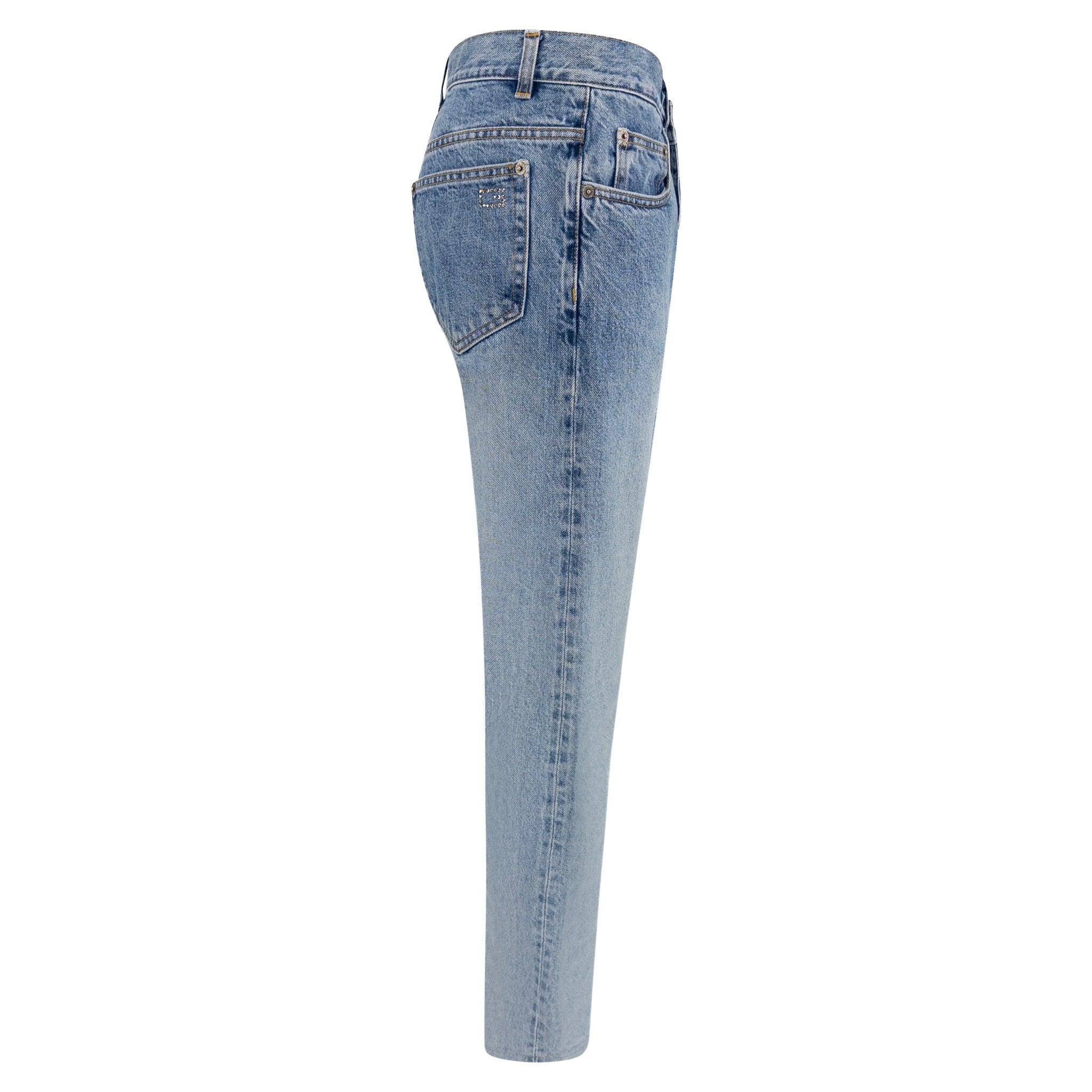 S/S 1998 Gucci by Tom Ford Ad Rhinestone G Light Wash Cotton Denim Jeans - RealList