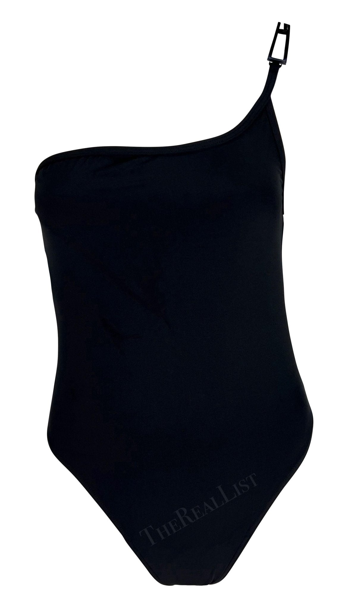 S/S 1998 Gucci by Tom Ford Black 'G' Buckle Logo One Piece Swimsuit Bodysuit - RealList