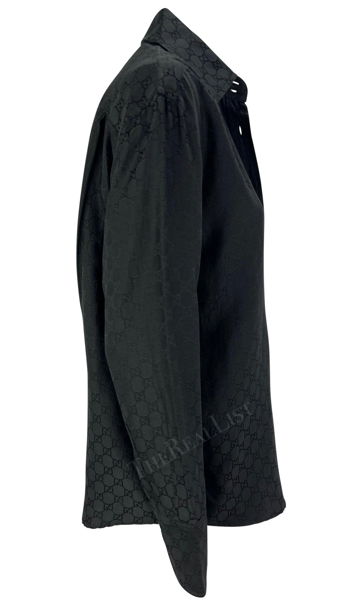 S/S 1998 Gucci by Tom Ford Black 'GG' Monogram Button Down Collar Shirt - RealList