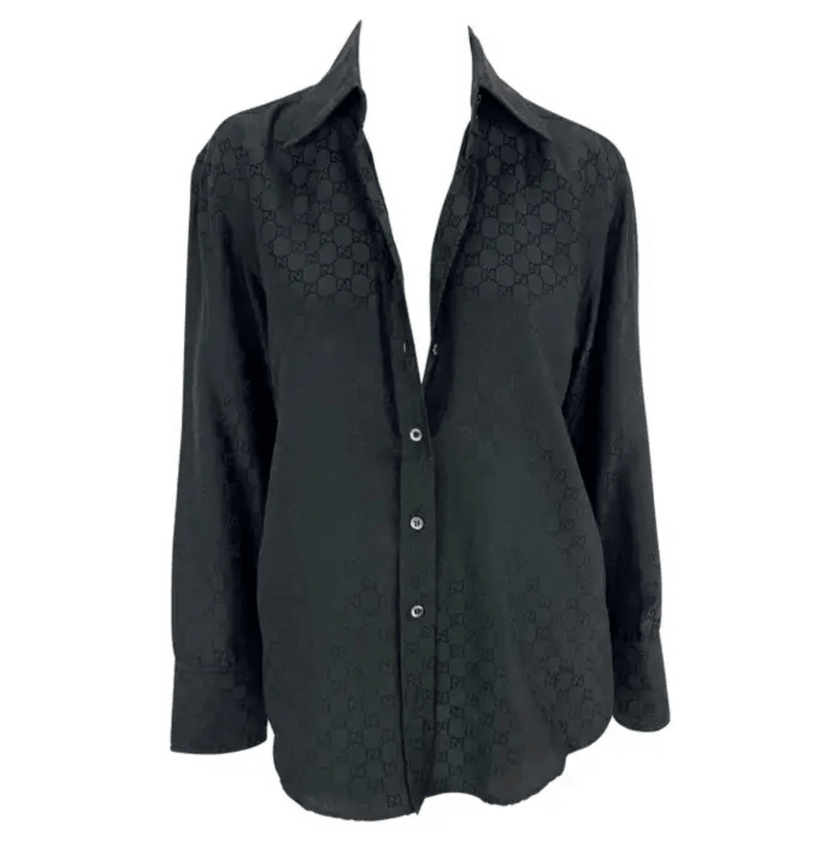 S/S 1998 Gucci by Tom Ford Black 'GG' Monogram Button Down Collar Shirt - RealList