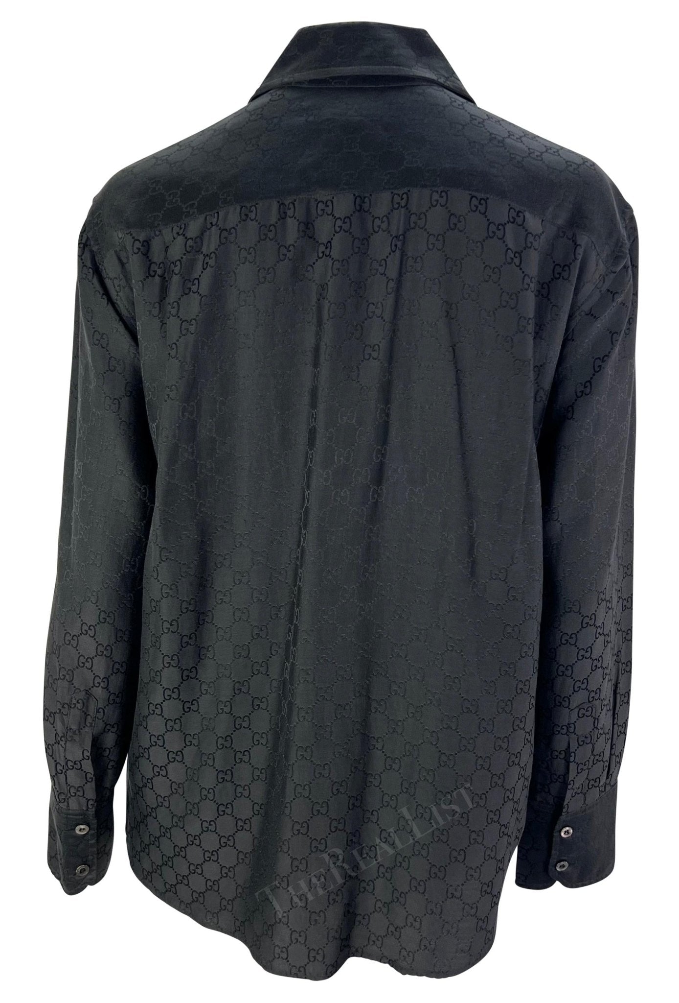 S/S 1998 Gucci by Tom Ford Black 'GG' Monogram Button Down Collar Shirt - RealList