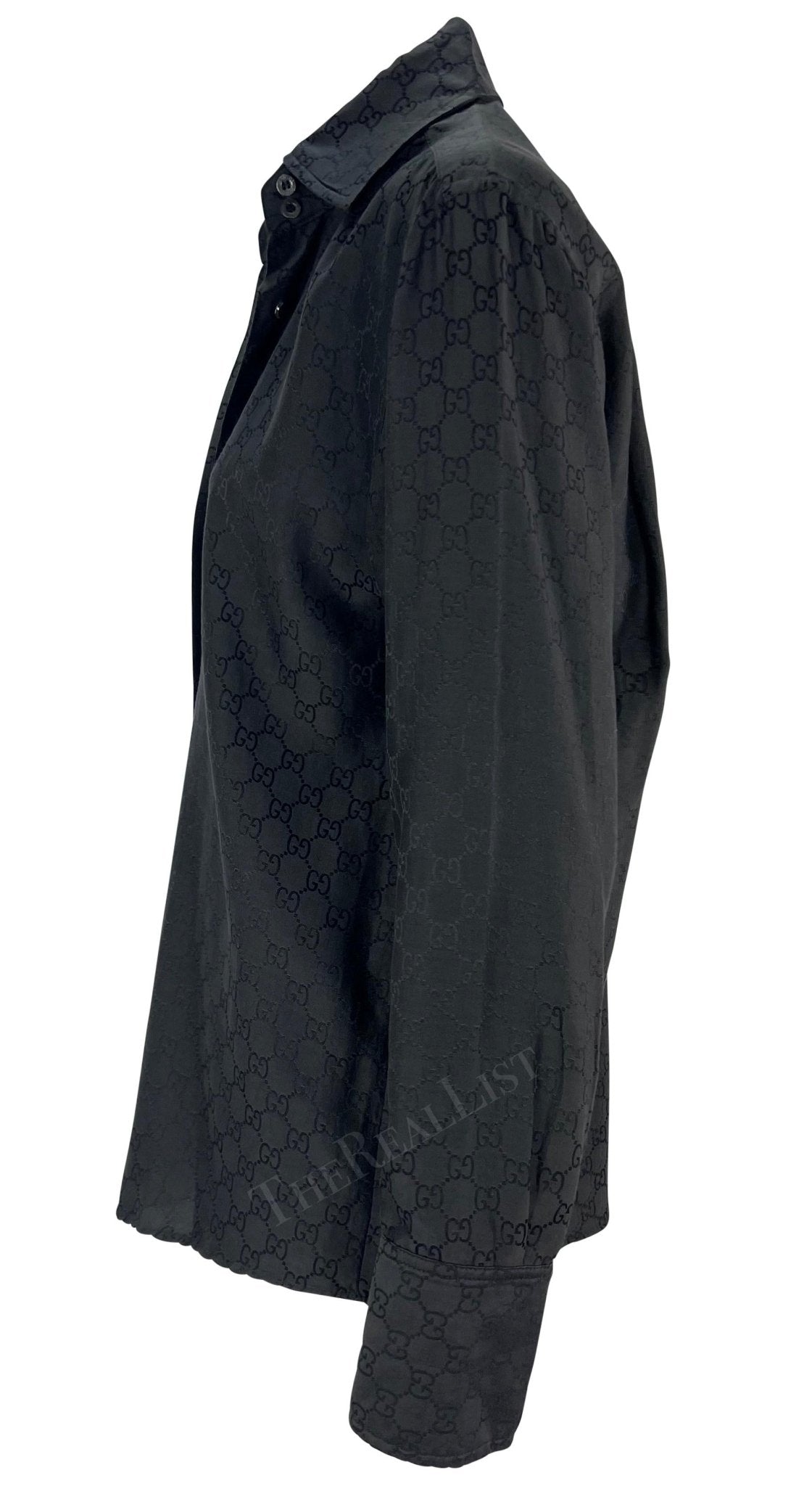 S/S 1998 Gucci by Tom Ford Black 'GG' Monogram Button Down Collar Shirt - RealList