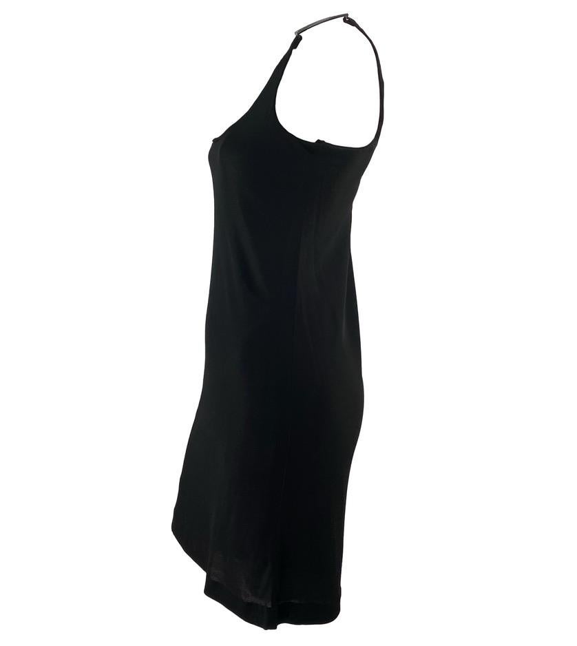 S/S 1998 Gucci by Tom Ford Black Metallic G Buckle Asymmetric Mini Dress - RealList