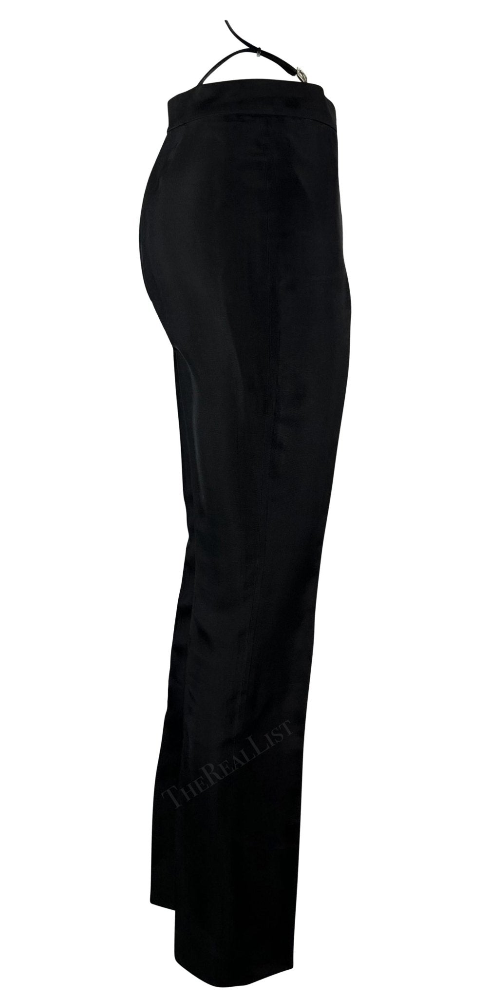 S/S 1998 Gucci by Tom Ford Black Square 'G' Rhinestone Thong Strap Runway Pants - RealList