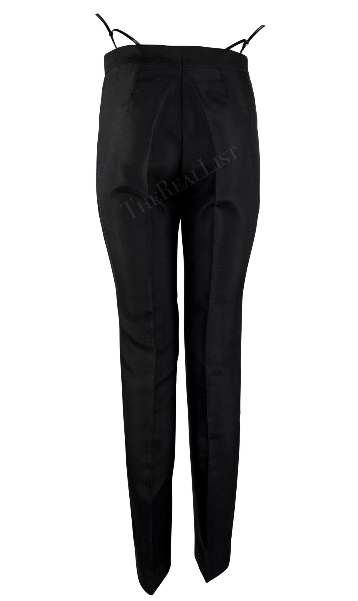 S/S 1998 Gucci by Tom Ford Black Square 'G' Rhinestone Thong Strap Runway Pants - RealList