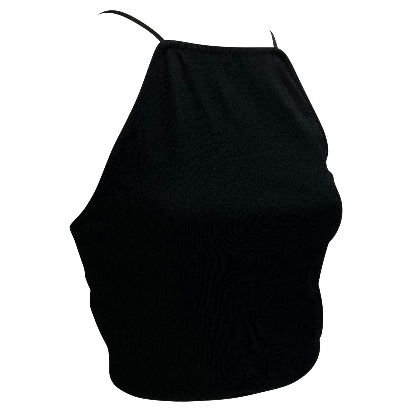 S/S 1998 Gucci by Tom Ford Buckle Strap Backless Knit Black Crop Top - RealList